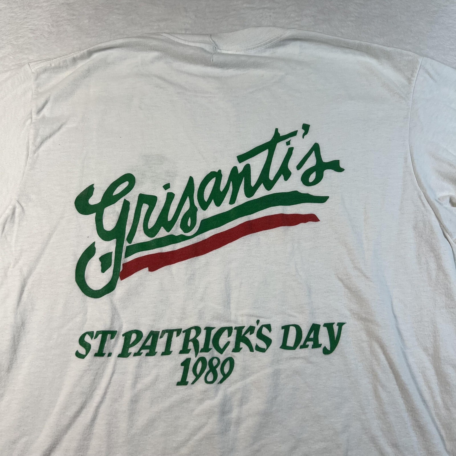 Vintage Grisanti’s Shirt Mens XL White St Patrick’s Day 1989 Graphic Tee USA
