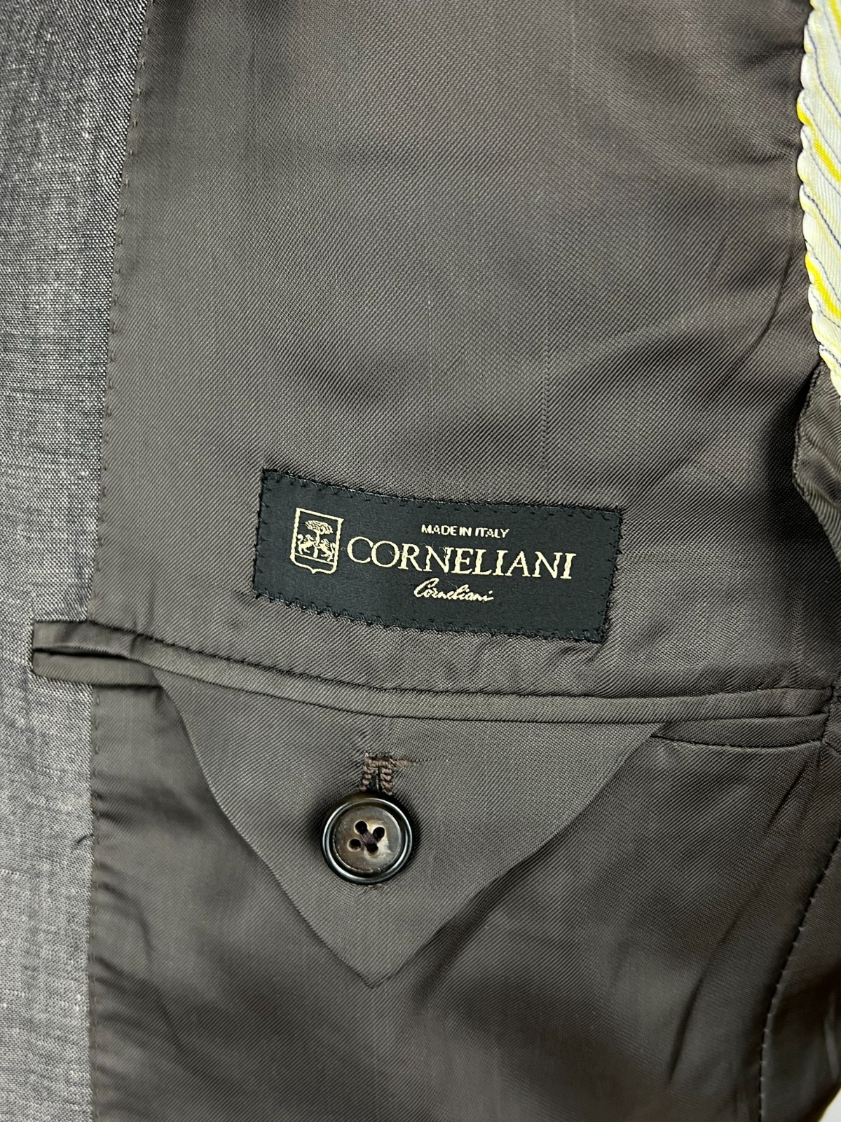CORNELIANI First Line Solid Brown-Gray LinenWool Modern Sport Coat 38US48IT