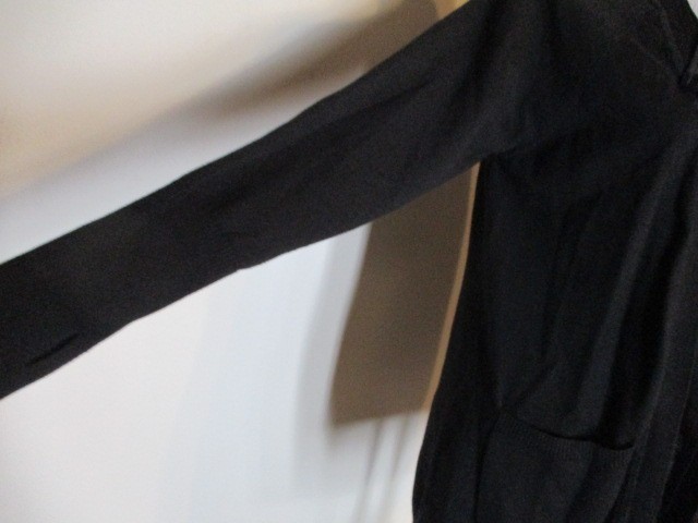 KaufmanFranco FAB! Woven Mixed Media Pocket Thumbholes Open Cardigan in Black L