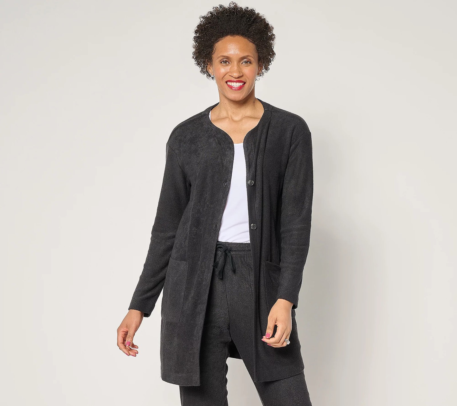 Anybody Modern Soul Comfort Soul Terry Novelty Cardigan Black M New