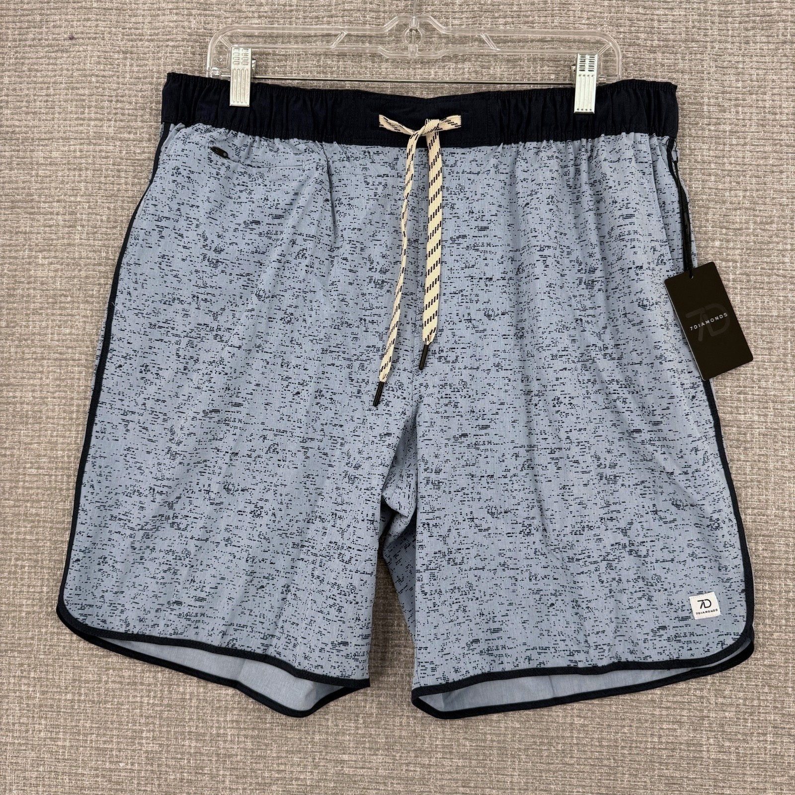 7 Diamonds Core Active Shorts Men’s XL Blue NWT Athleisure Drawstrings 8″ Trunks