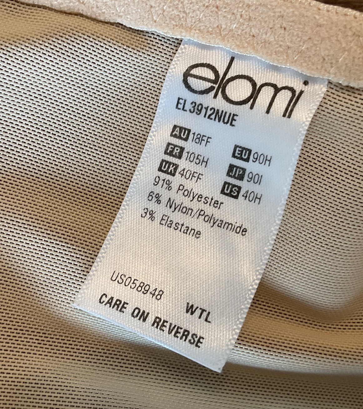 Elomi Smoothing Underwire Nursing Bra EL3912 Nude US Size 40H