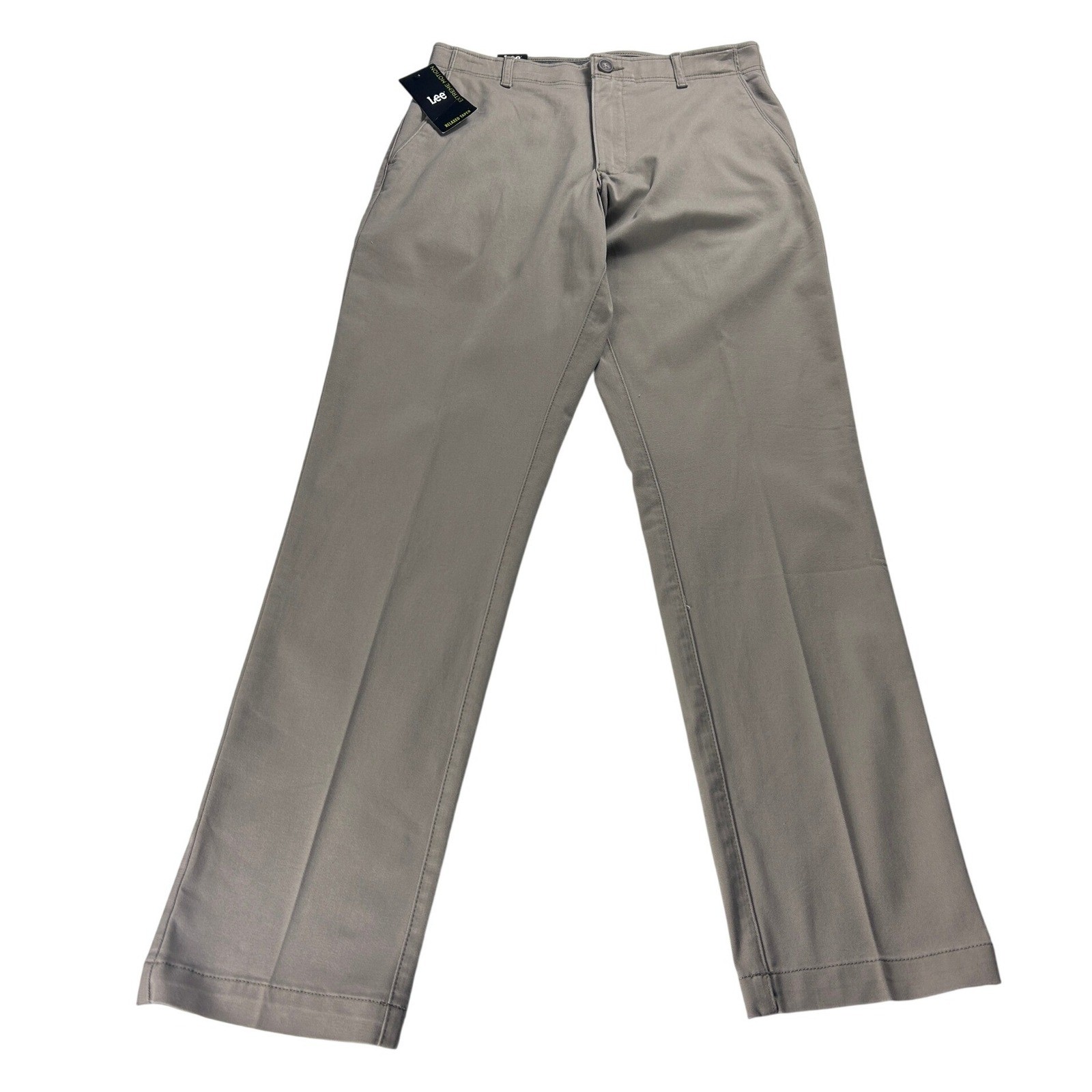 Lee Extreme Motion Relaxed Taper Khaki Pants Mens 32×34 Tan 104276532 NWT