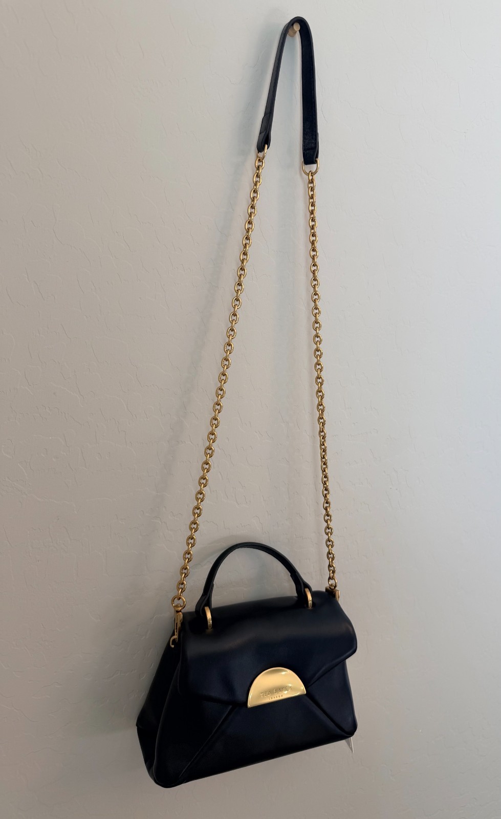 Ted Baker London Poppy Moon Black Leather Top Handle Bag NWT