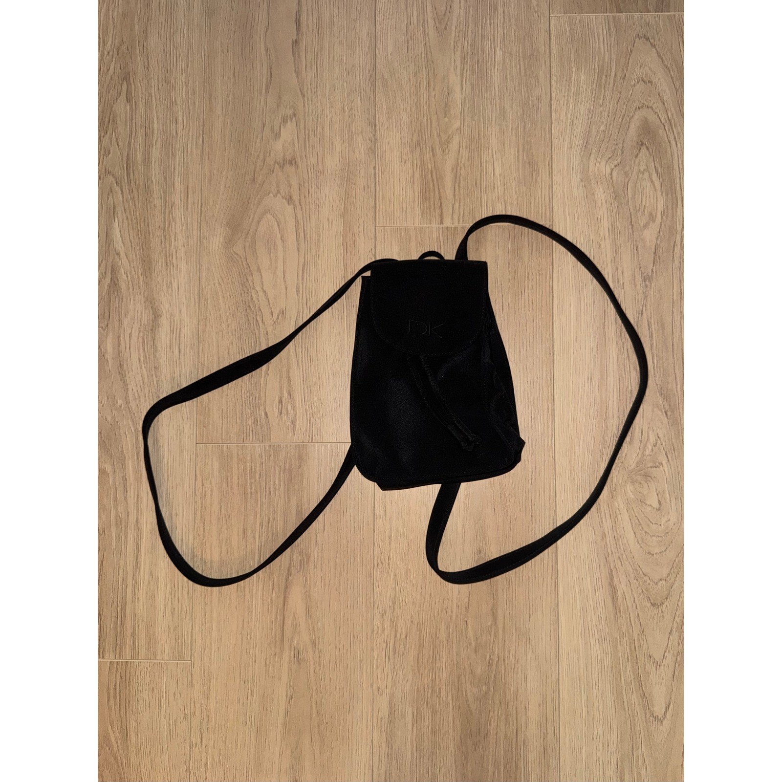 Donna Karan DK Vintage 90s Y2K Black Nylon Mini Backpack Small Drawstring Bag