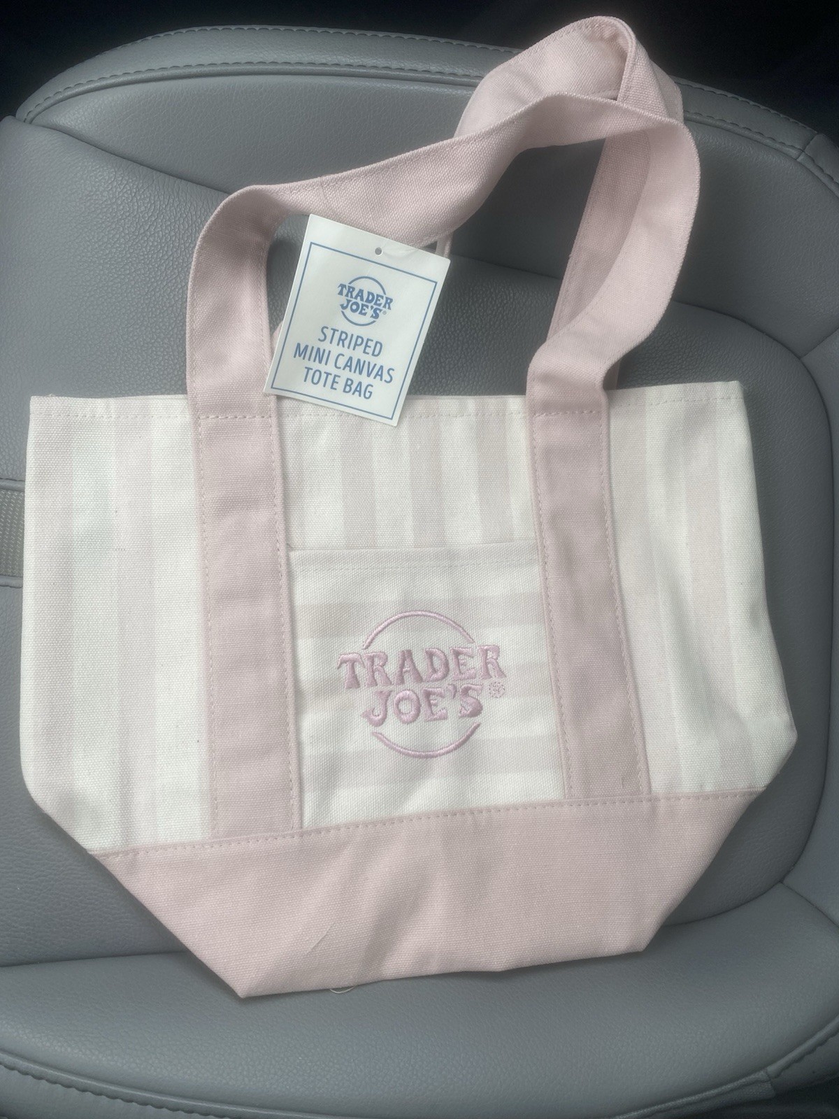 Trader Joe’s 2026 Striped Mini Canvas Tote Bag [PINK] Limited Edition NEW