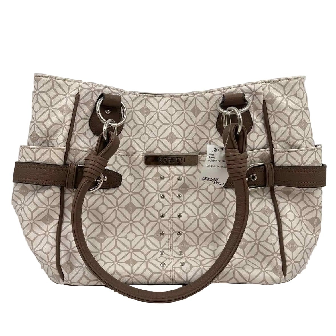 ROSETTI Tan & White Handled Tote Bag Purse
