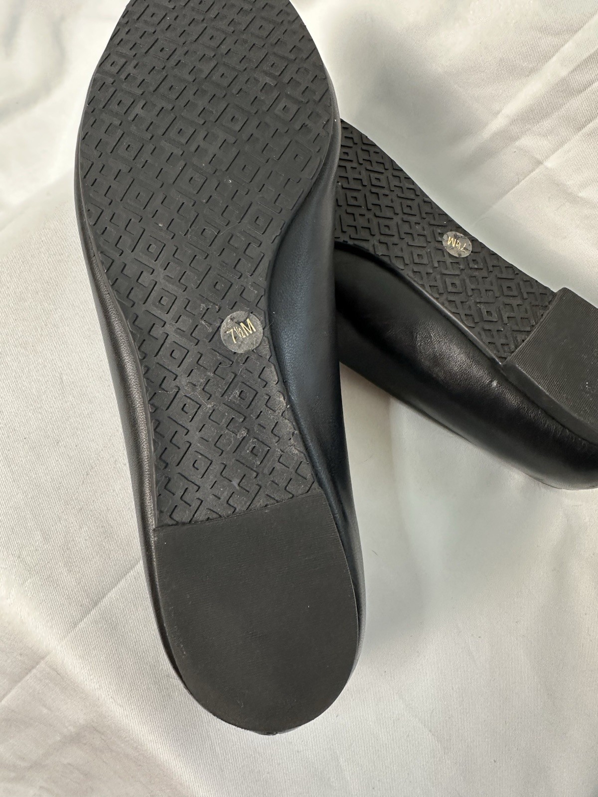 Tory Burch Women’s Black Leather Ballet Flats Slip-On Comfort Logo US 7.5