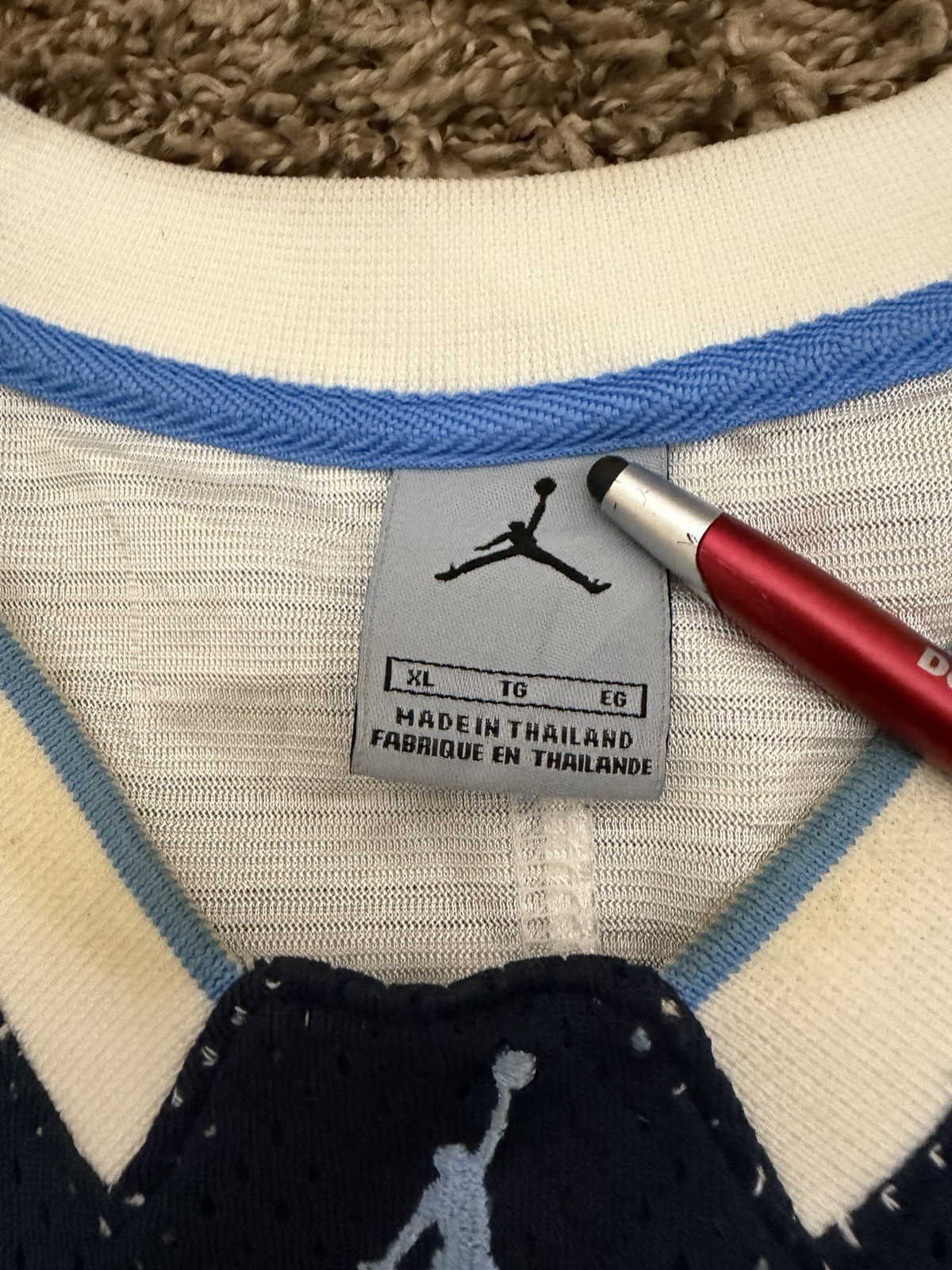 Y2K Nike Air Jordan Basketball Jersey UNC Blue Silky Dazzle Mens Size XL