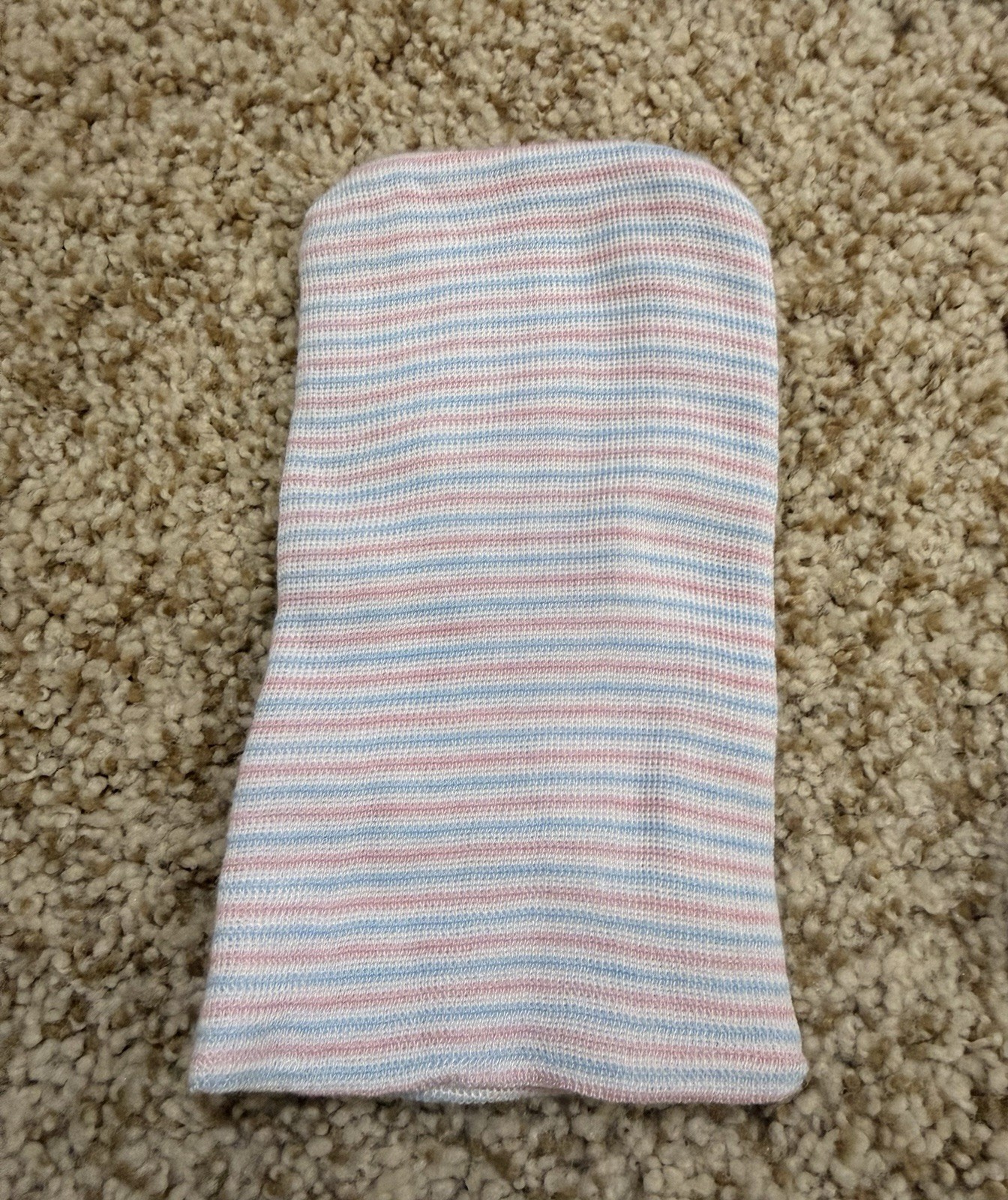 Newborn Hospital Hat/ Beanie Striped Blue and Pink Set Of 6