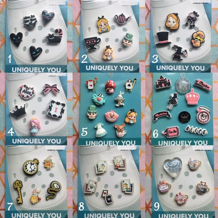 Crocs Handmade jibbitz 5pc disney Alice In Wonderland Mad Cheshire shoe charms 5