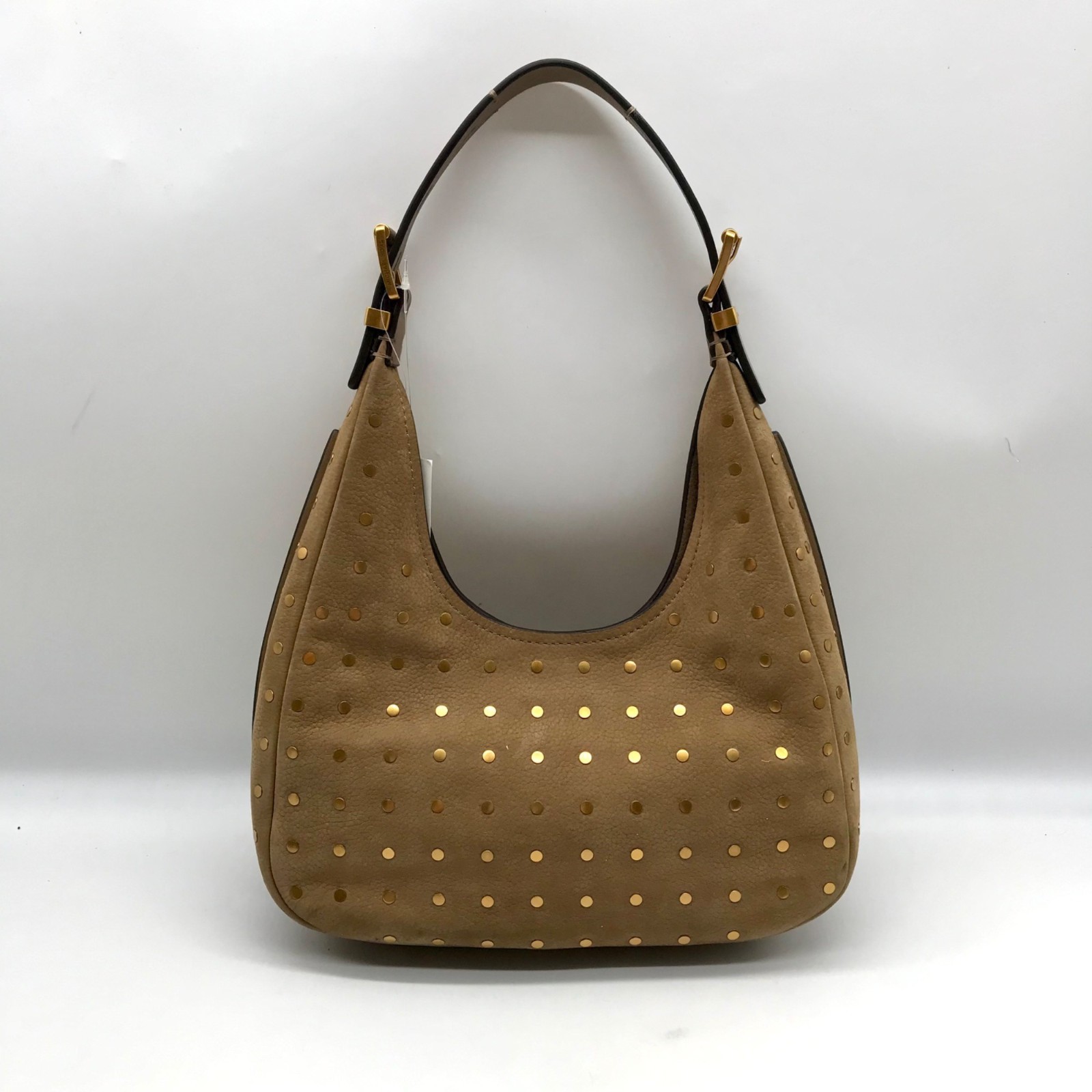 Michael Kors Husk Pebbled Leather Studded Nolita Hobo Shoulder Bag