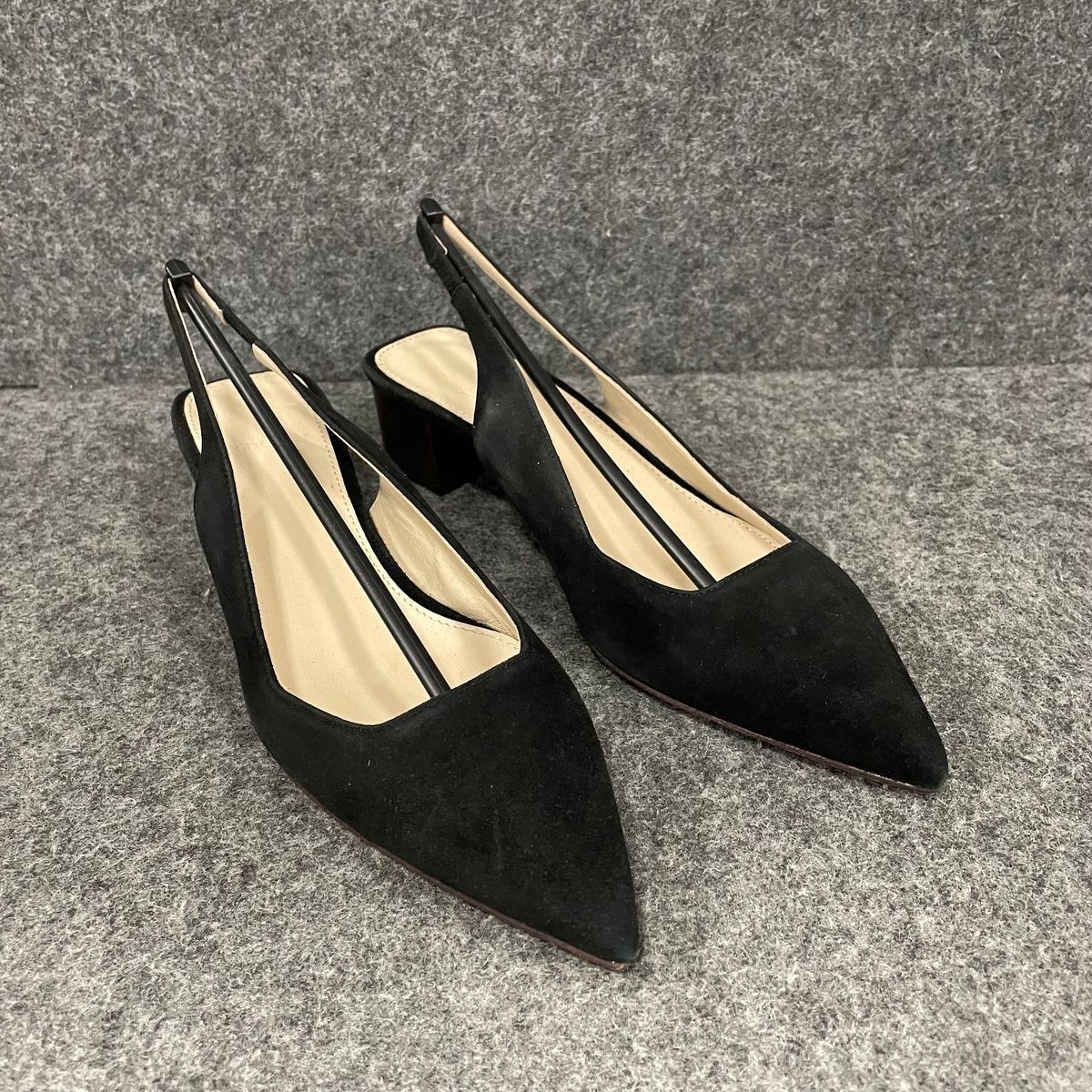 THEORY Block Heel Slingback in Suede Women’s Size 35 US 5 Black