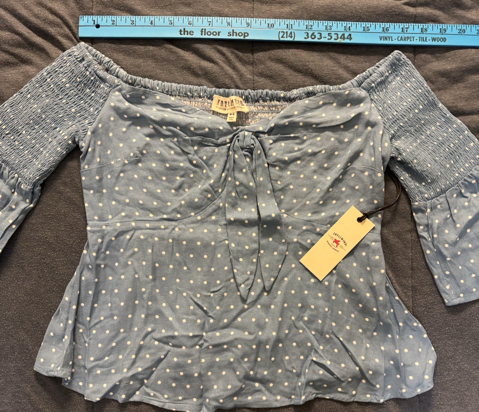IDYLLWIND WOMEN’S Medium DREAMER OFF THE SHOULDER POLKA DOT TOP NWT