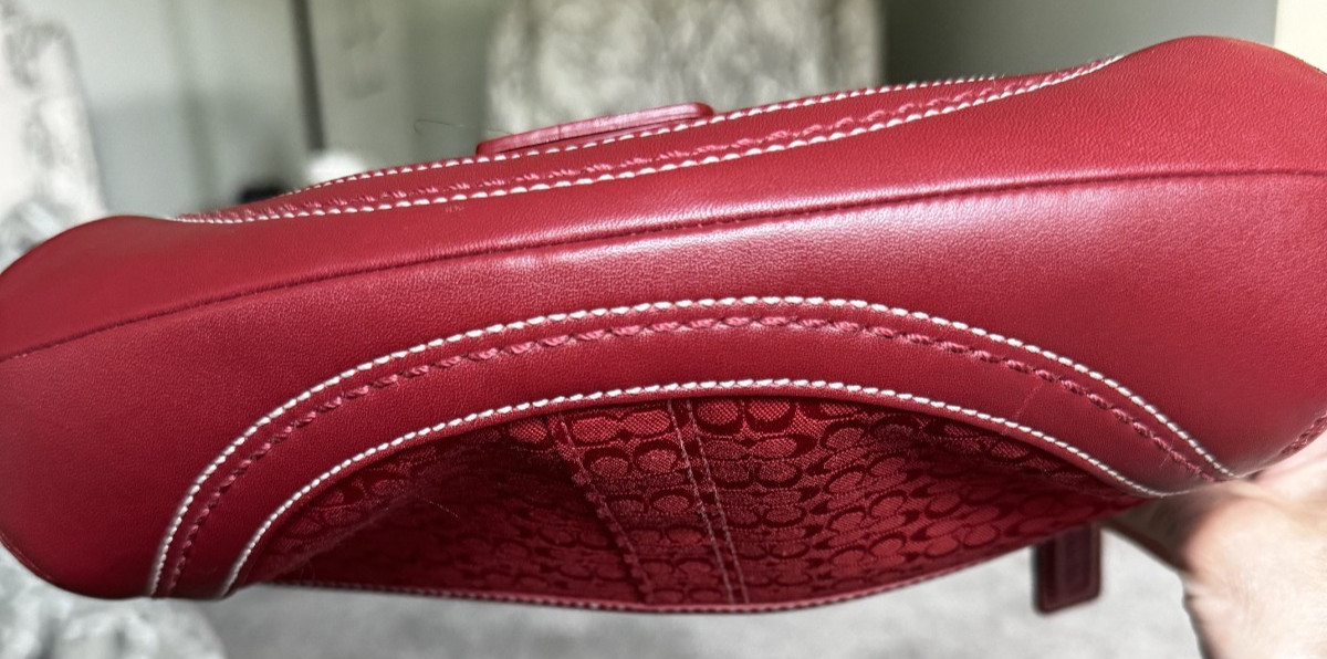 Coach F10925 SMALL Vintage Cherry Red Soho Y2K Signature C Canvas & Leather Bag