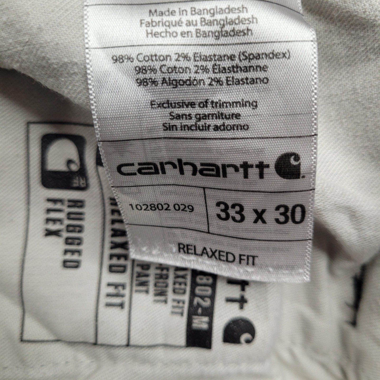 Carhartt Rugged Flex Double Knee Utility Work Pant Mens 33×30 Gray 102802-029