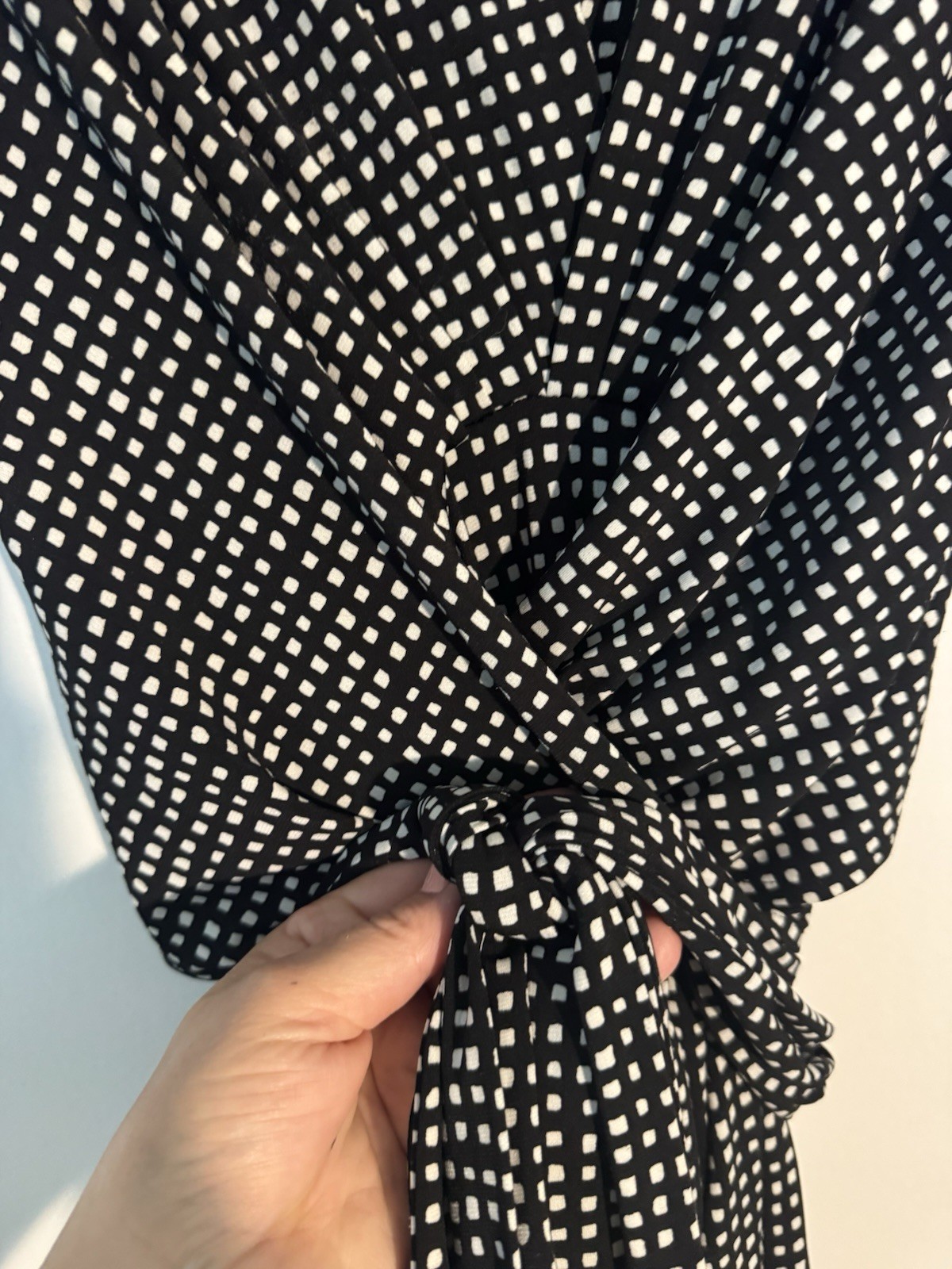 Michael Michael Kors Black White Geometric V-Neck Wrap Midi Dress 14W Plus