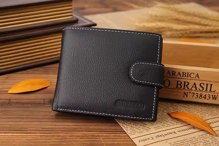 New Mens Leather Bifold Wallet Button Closure RFID Blocking Card Case/Cash