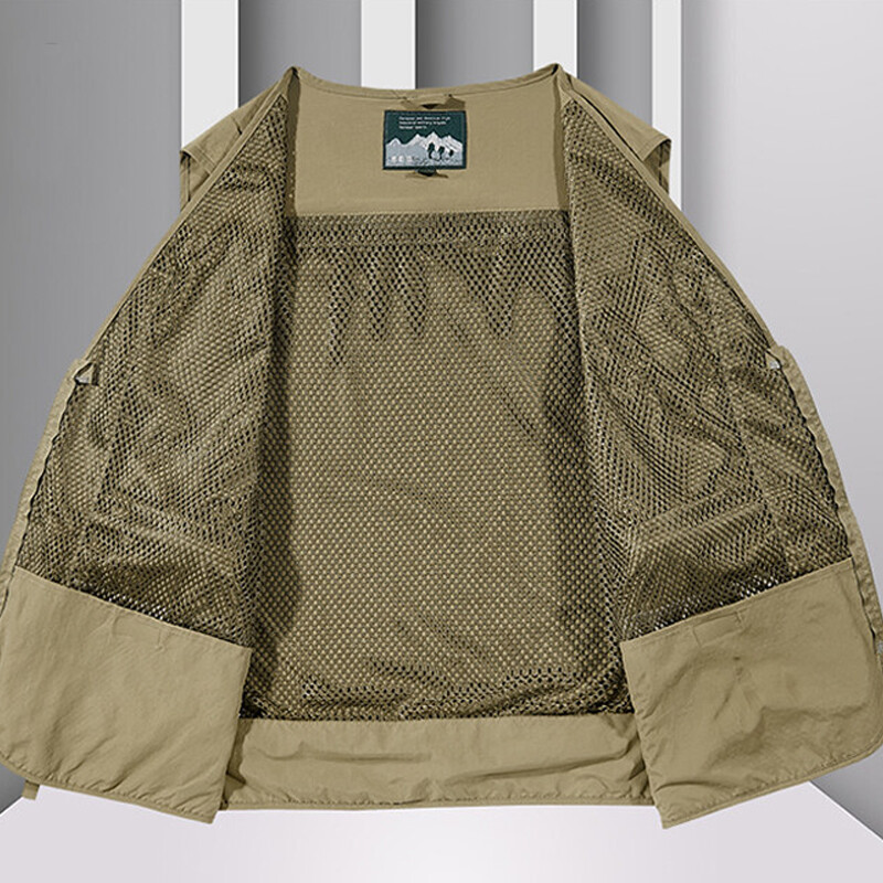 Mens Waistcoat Tops Cargo Multi Pocket Utility Vest Fishing Hiking Camping Gilet