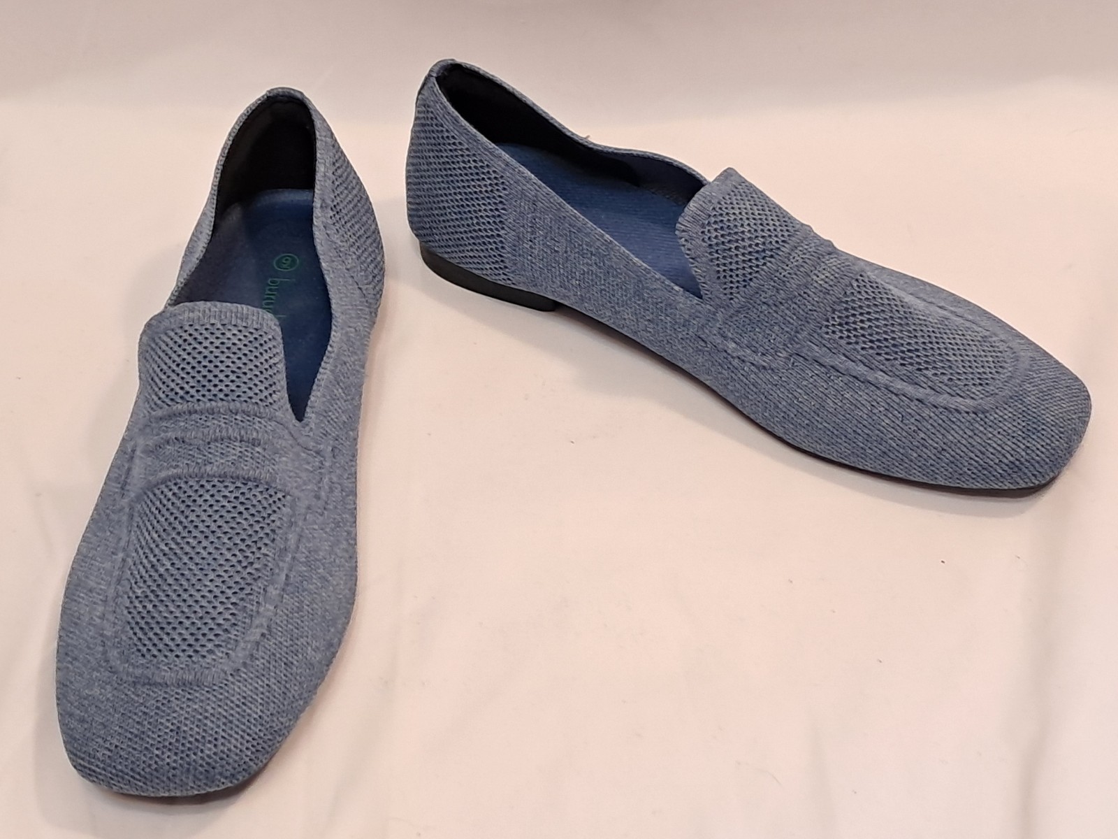 Burudani Size 9 Womens Blue Knit Flats Loafers Slip On Square Toe EUC