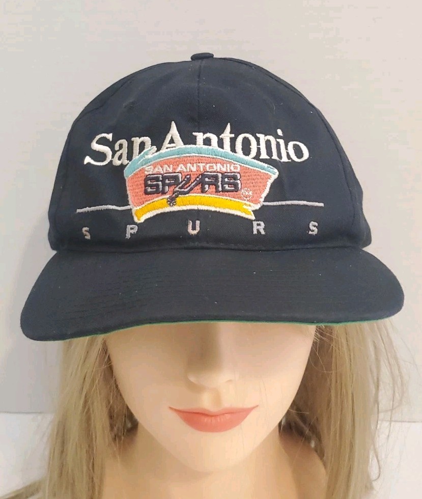 VTG San Antonio Spurs NBA Logo Black Adjustable Snapback Hat Cap Twins 90s