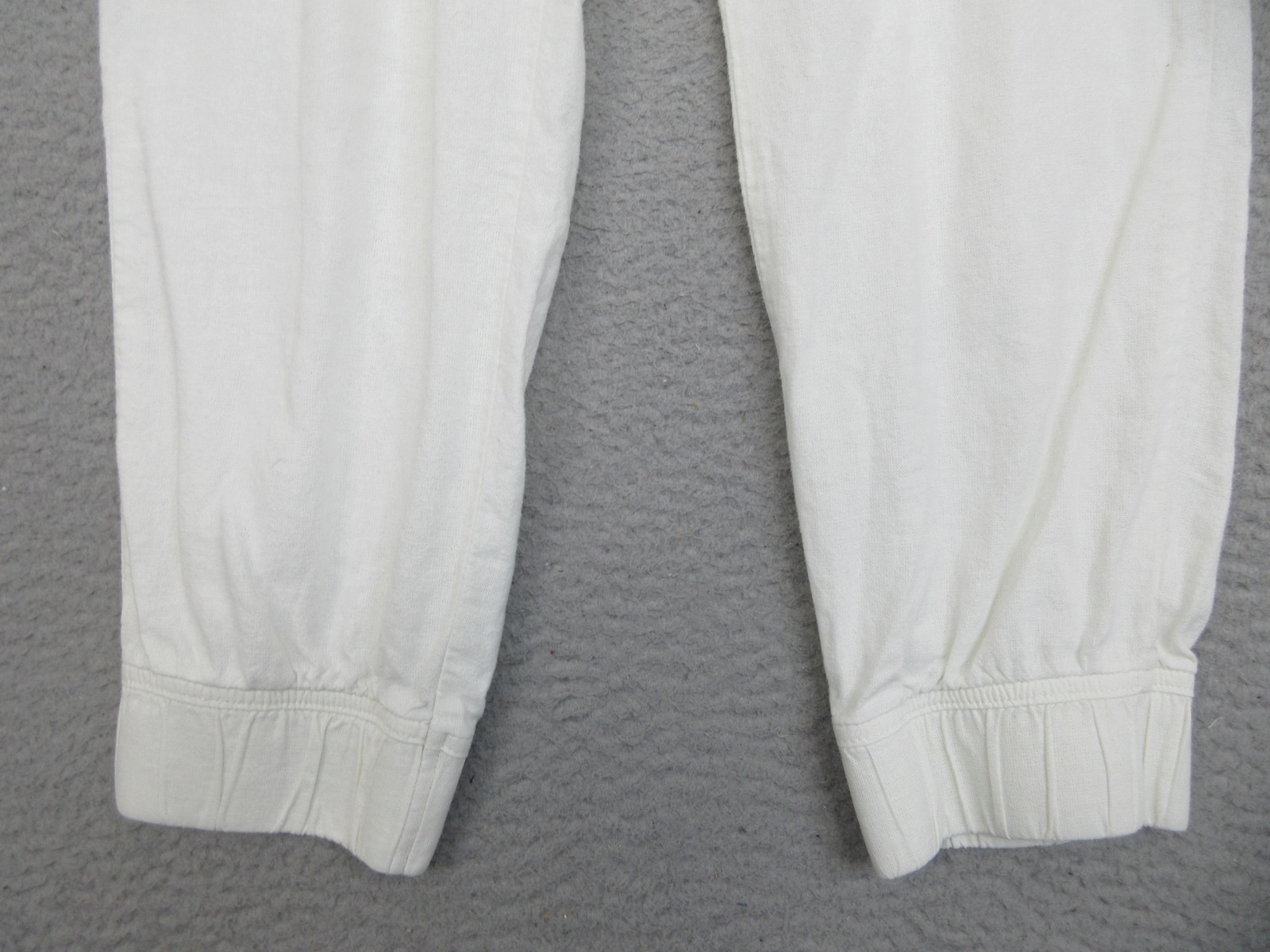 Womens L White Linen Blend Cargo Jogger Pants Drawstring Coastal Beach Utility