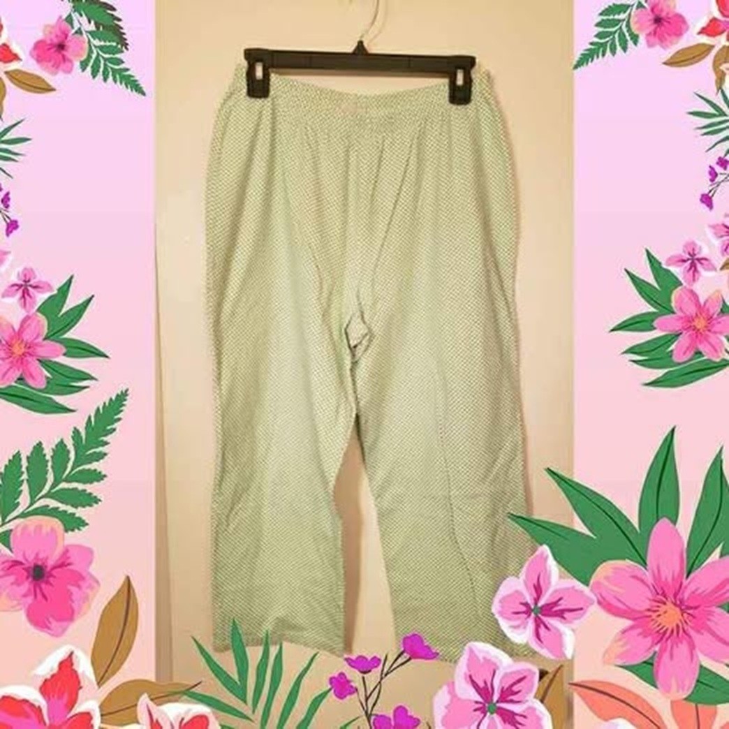 Vintage 🌺 Fiorlini Green Gingham Stretch Capri Leggings Pants Size M ~ Y2K RARE
