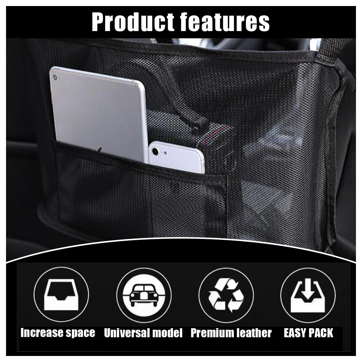 GLSOWEE Handbag Holder for Auto, Net Pocket Purse Holder Between Front Seats Car