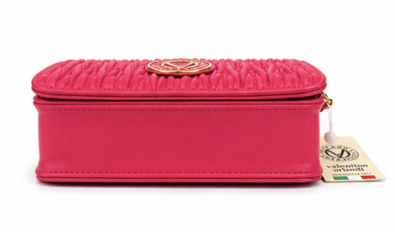 NWT Beautiful Valentino Orlandi Bright Pink Quilted Crossbody Bag Chain Strap