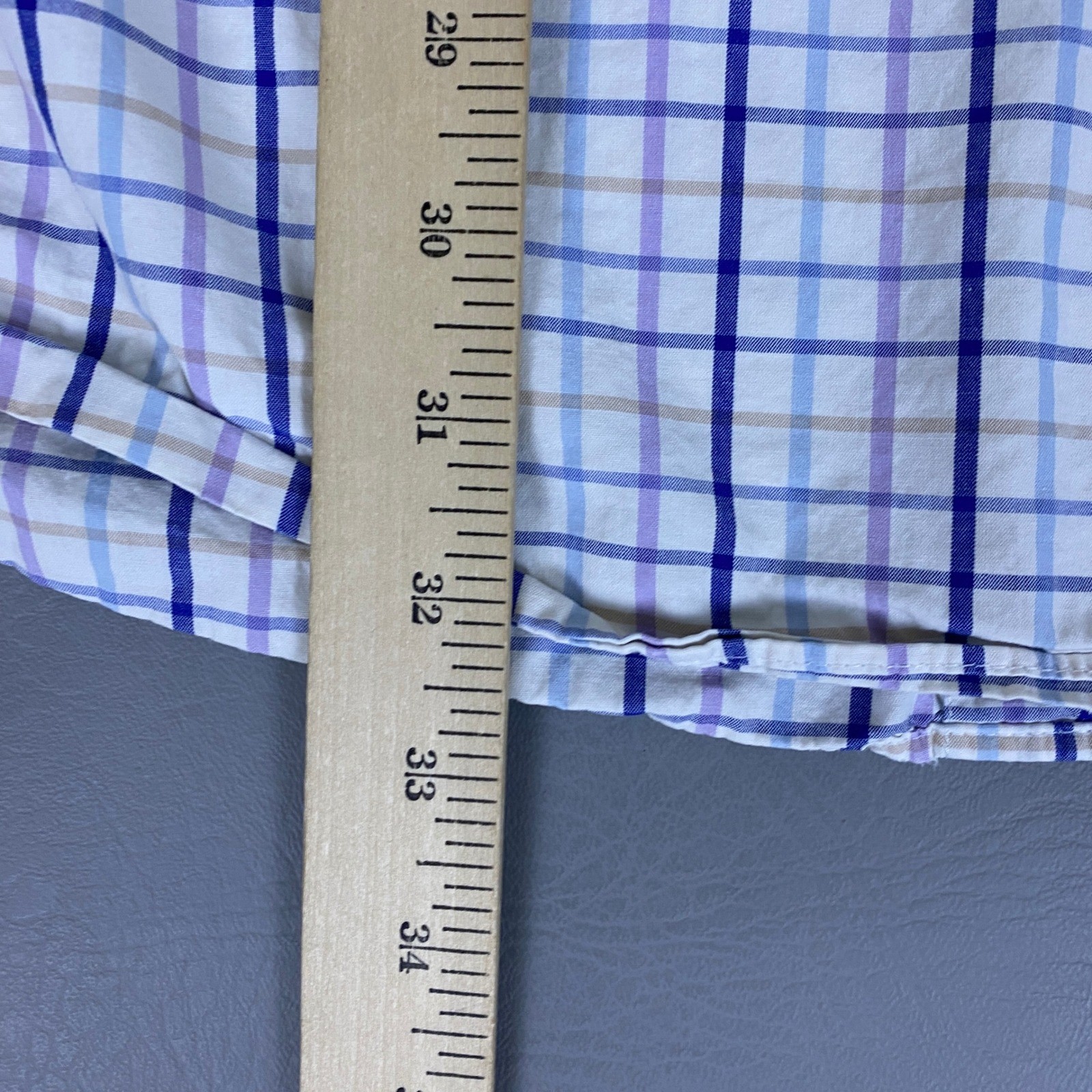 IZOD Button Down Shirt Men’s Size 3X Plaid Long Sleeve White Blue Purple Cotton