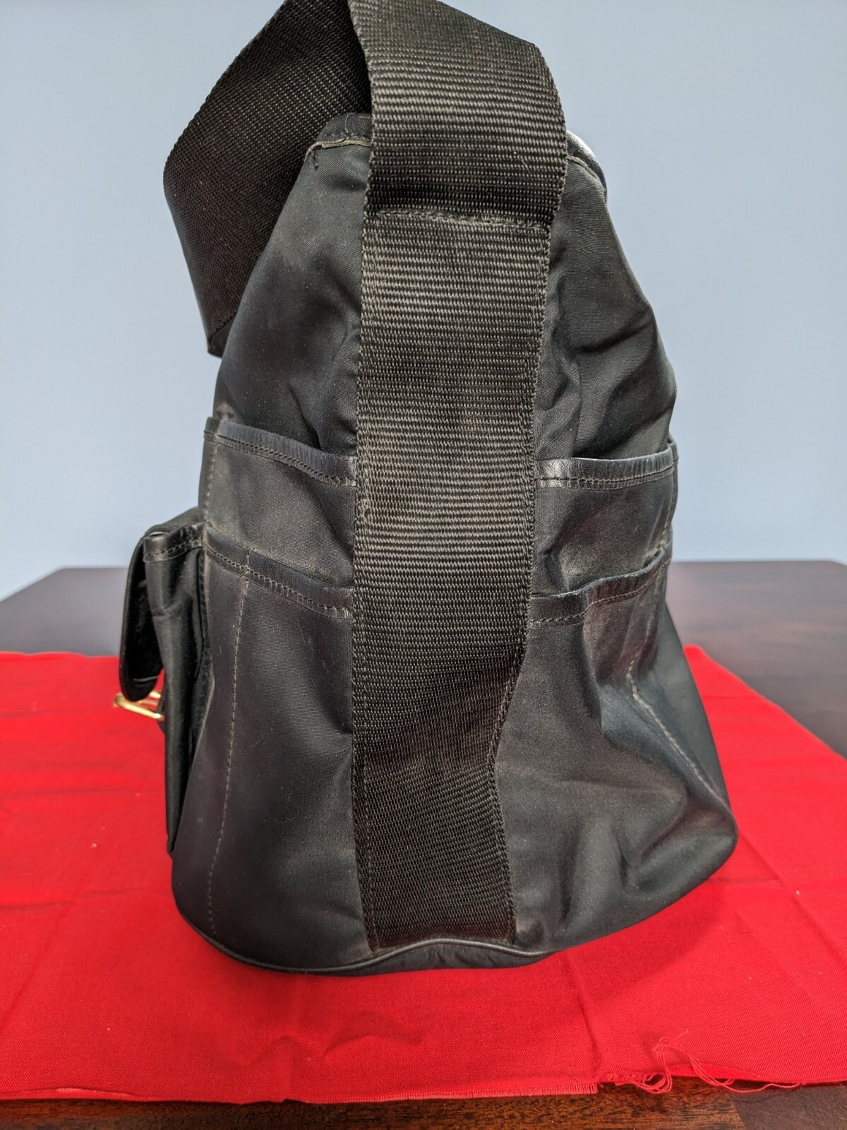 Vintage MOSCHINO by Redwall Black Nylon Crossbody Bag w/ Leather Trim
