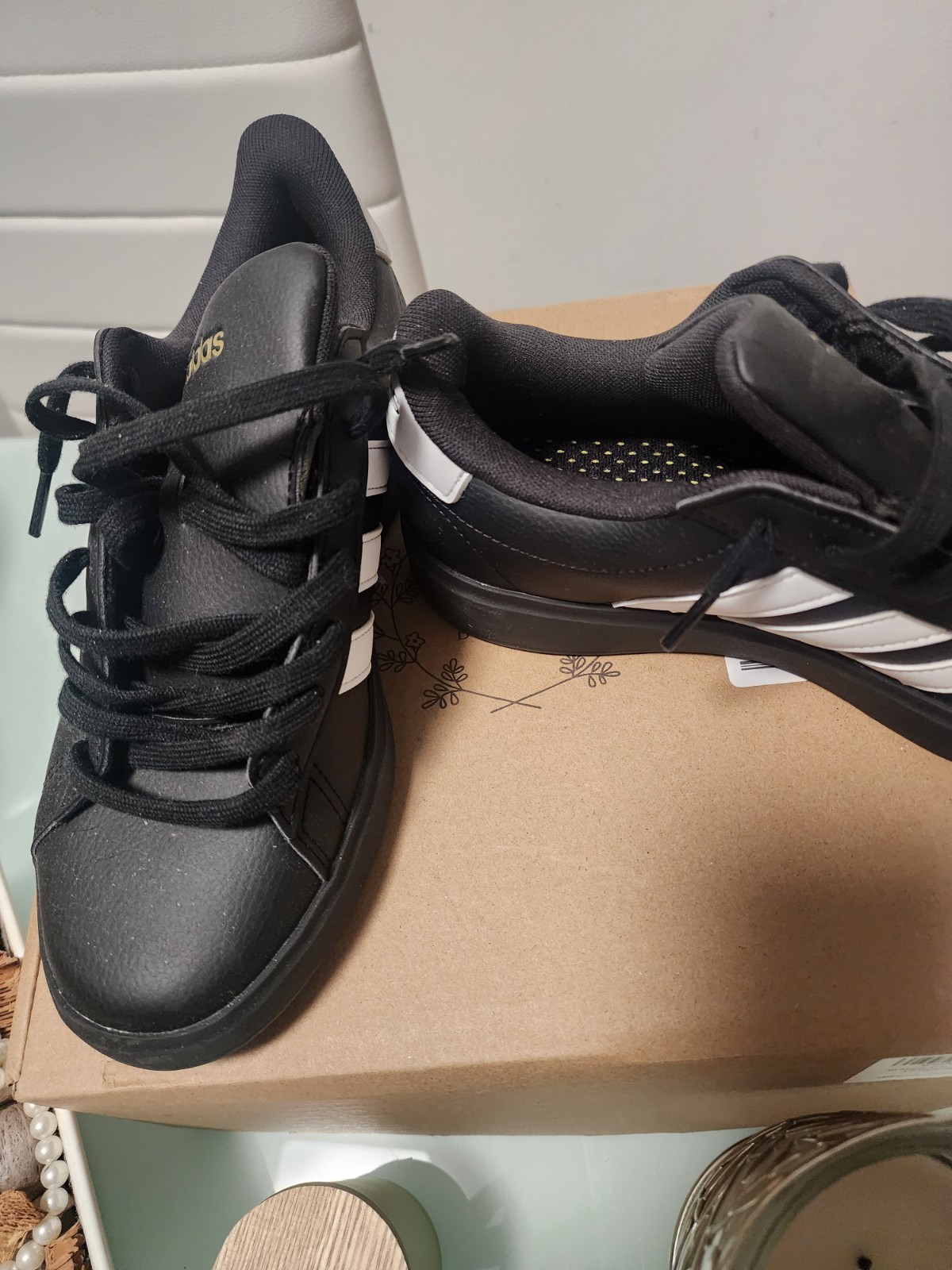 All Black Adidas With White Strips Men’s Sneakers Size 7
