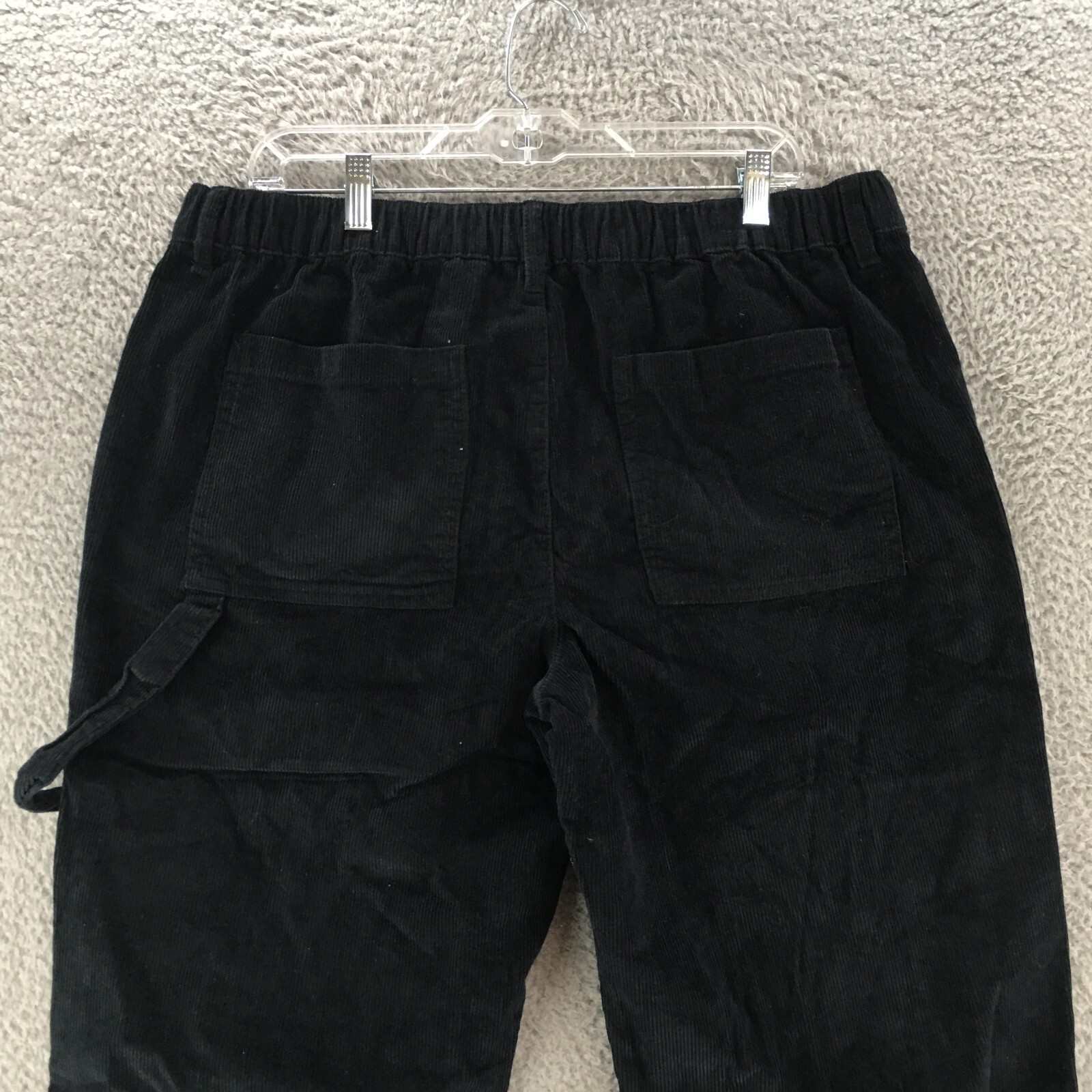 Man BoohooMan Corduroy Carpenter Pants Mens 36 Black Slash Pockets Mid Rise