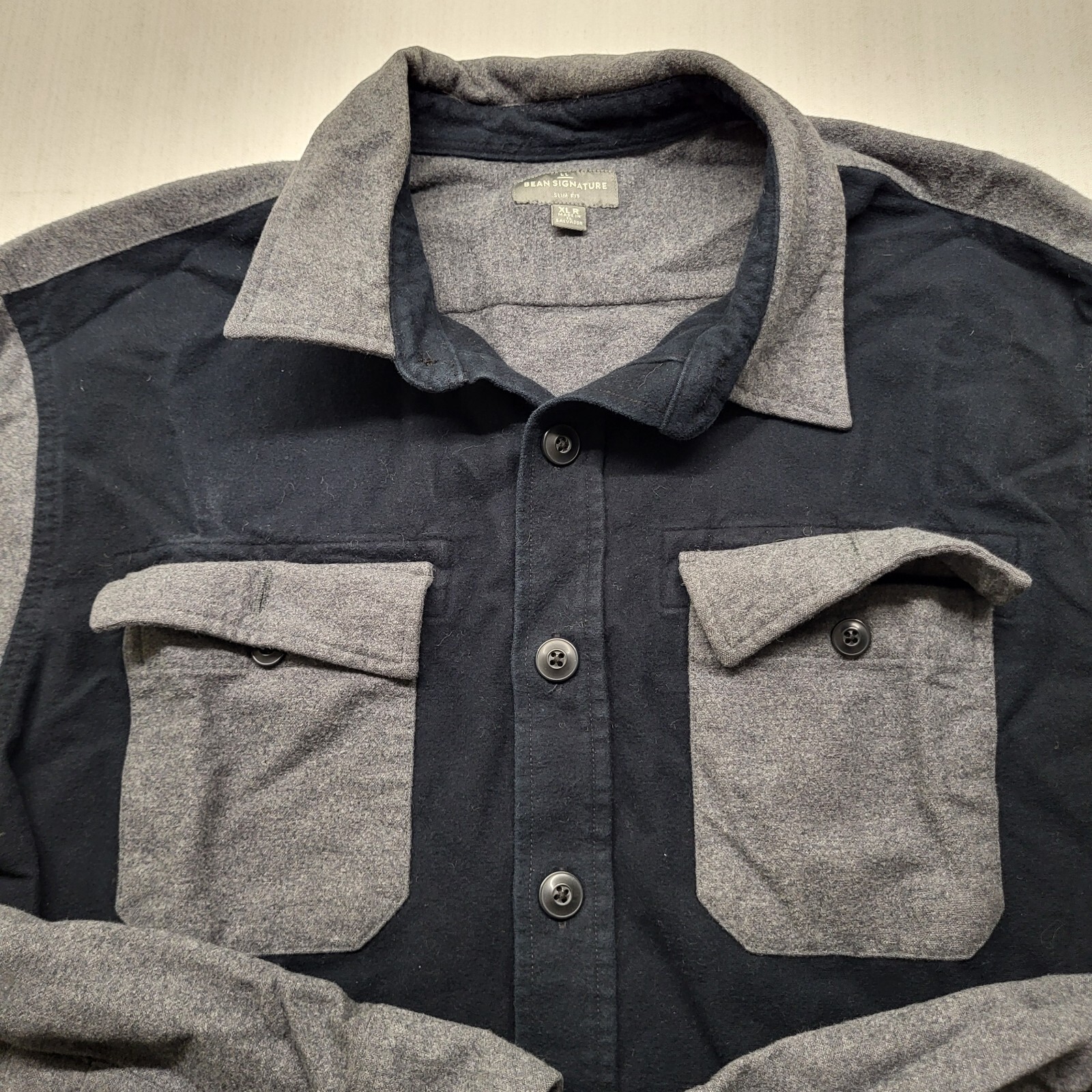LL Bean Chamois Shirt Button Up Mens XL Black Outdoor Heavyweight Gorpcore Work