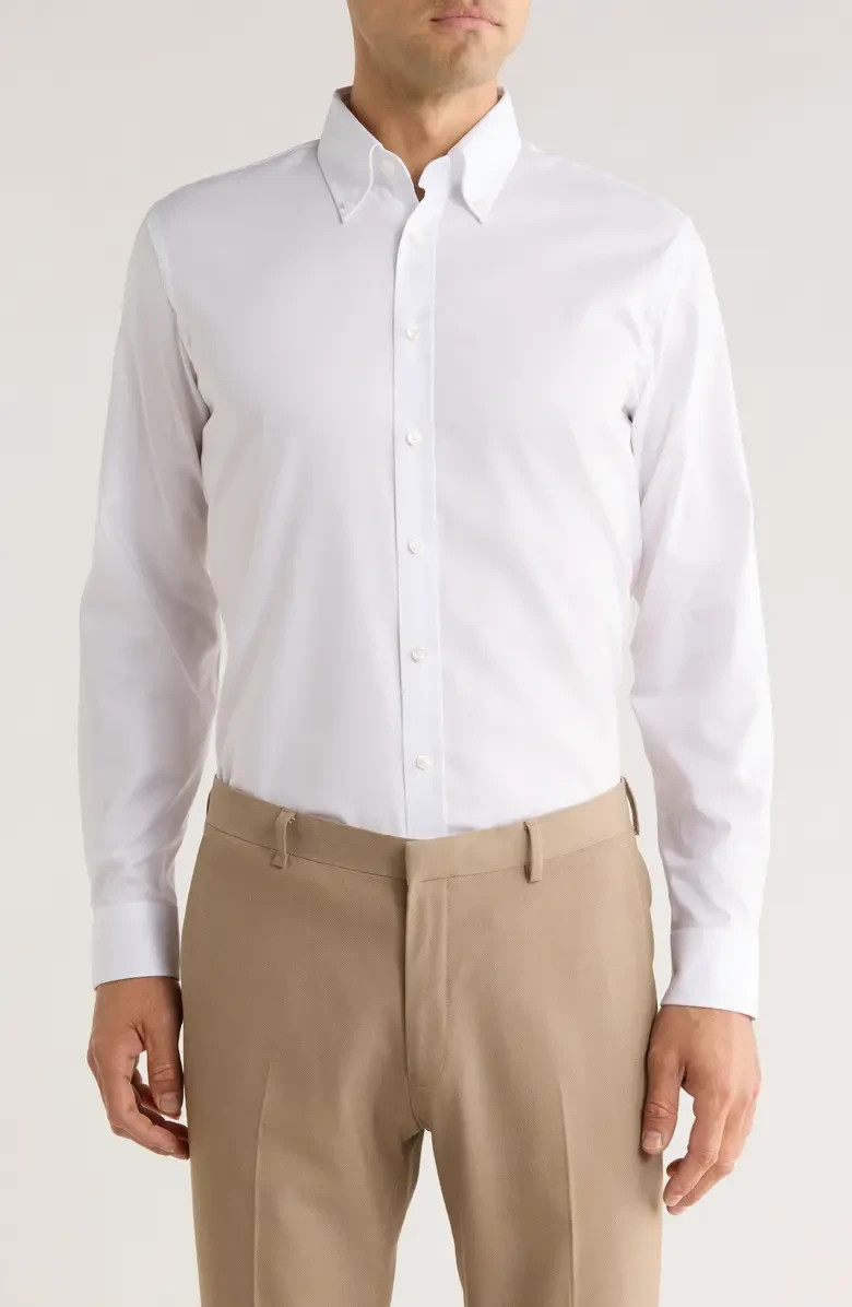 nordstrom rack Trim Fit NON IRON PIMA Cotton Button-Down Dress Shirt SZ 16