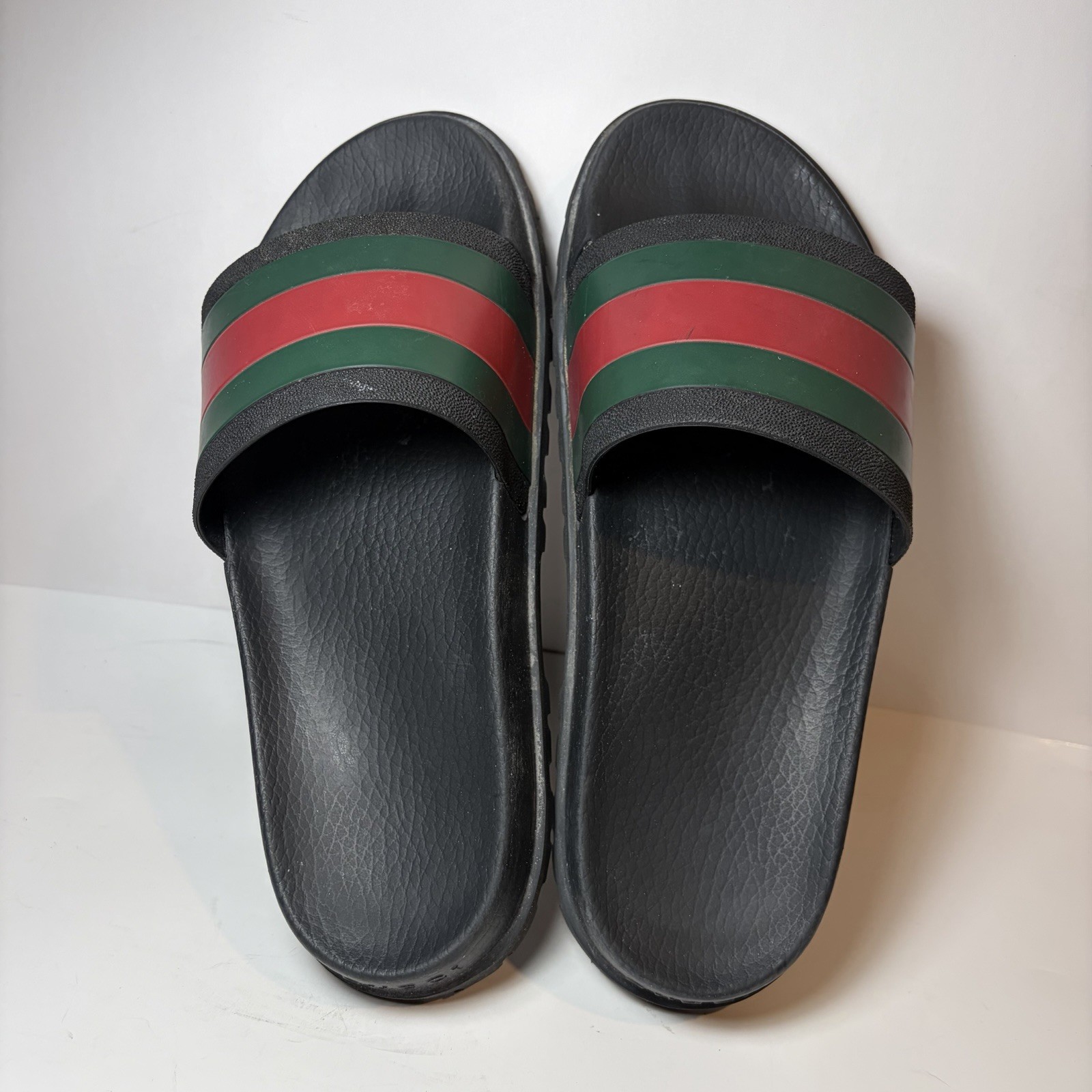 Gucci Web Men’s Rubber Slide Sandal Black Rubber US 10 Gucci 9 Lug Sole Stripe