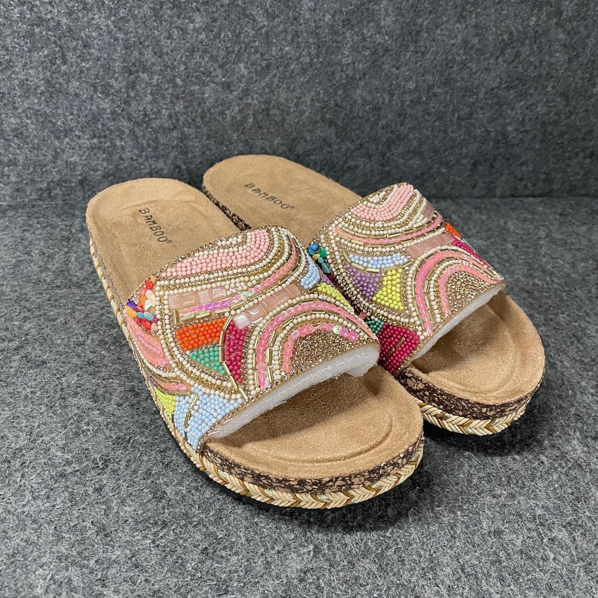 BAMBOO Clash 14 Embellished Sandals Women’s Size US 7 Multi