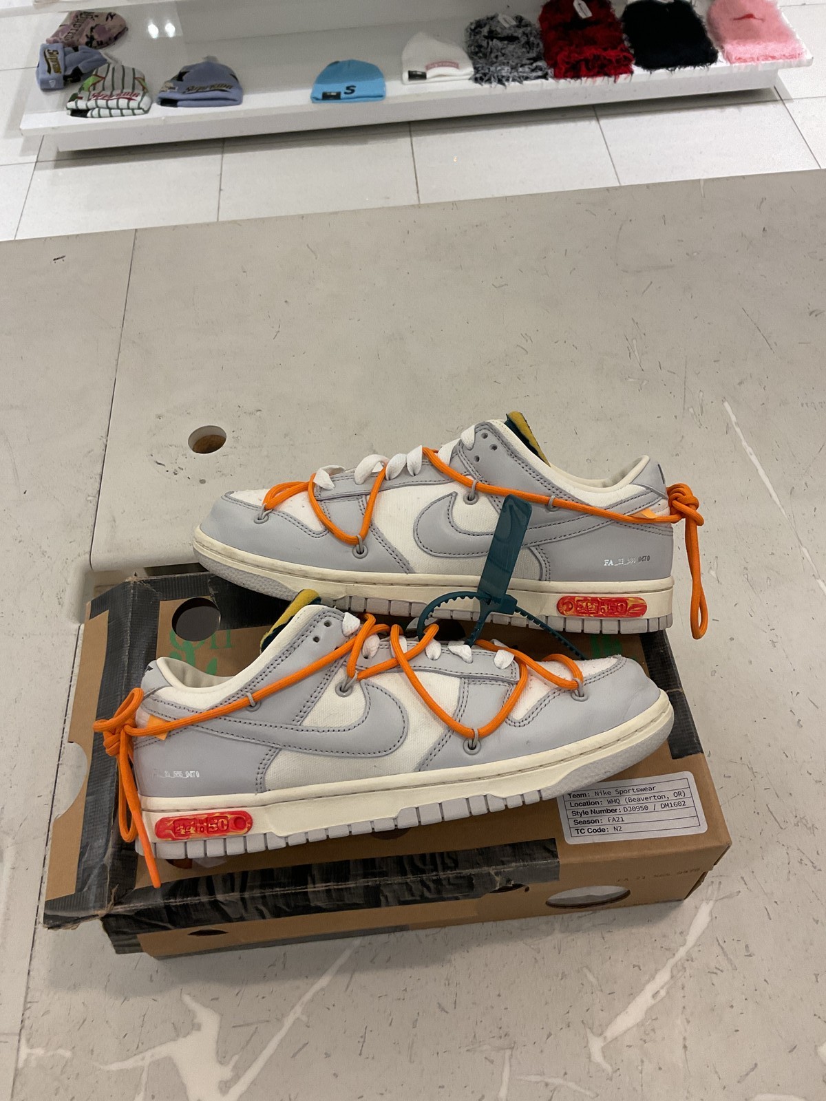 Size 8M/9.5W – Nike Dunk Low Off-White Lot 44 DM1602-104 Pre-Owned