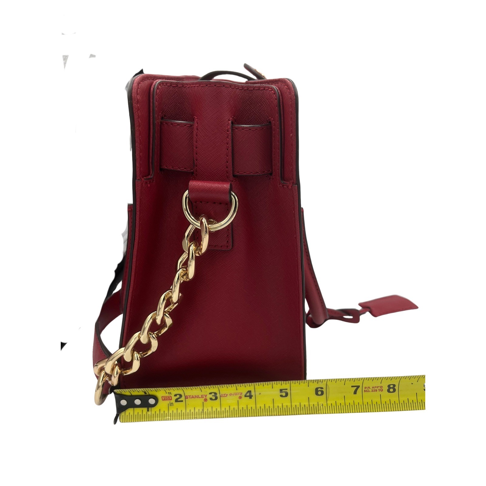 Michael Kors Hamilton Satchl Red Saffiano Leathr Gold Lock Handbag Medium 1TVUYL