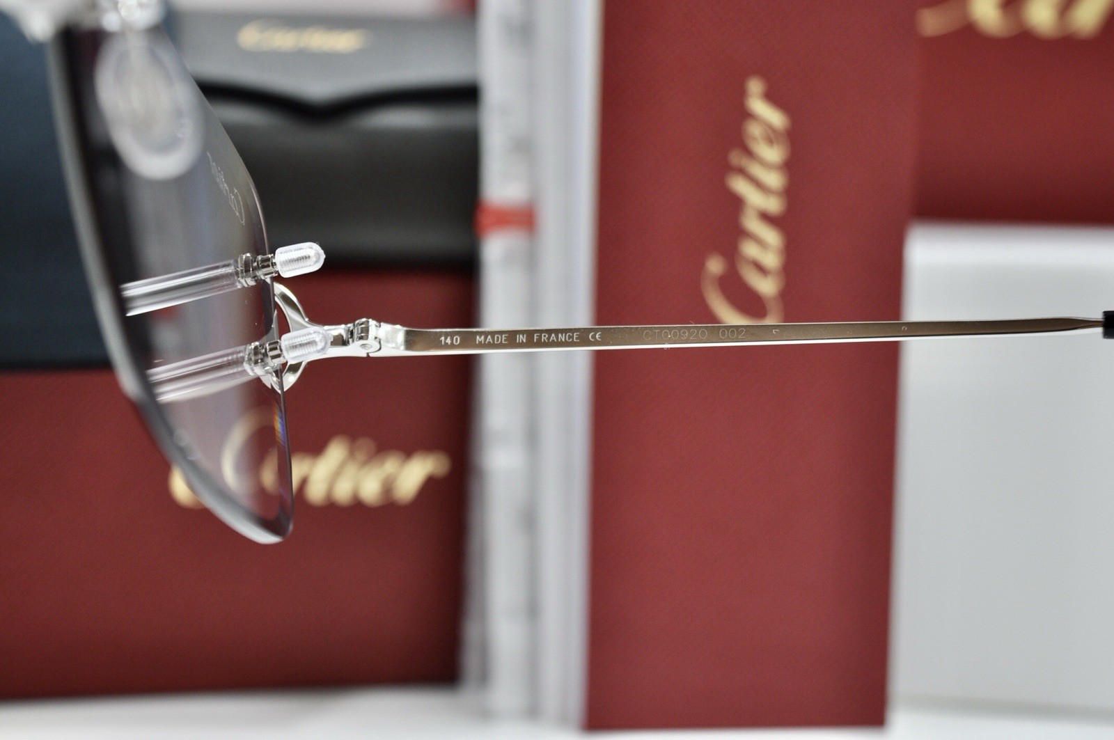 Cartier rimless sunglasses piccadilly glasses Diamond Cut BIG C silver Frame