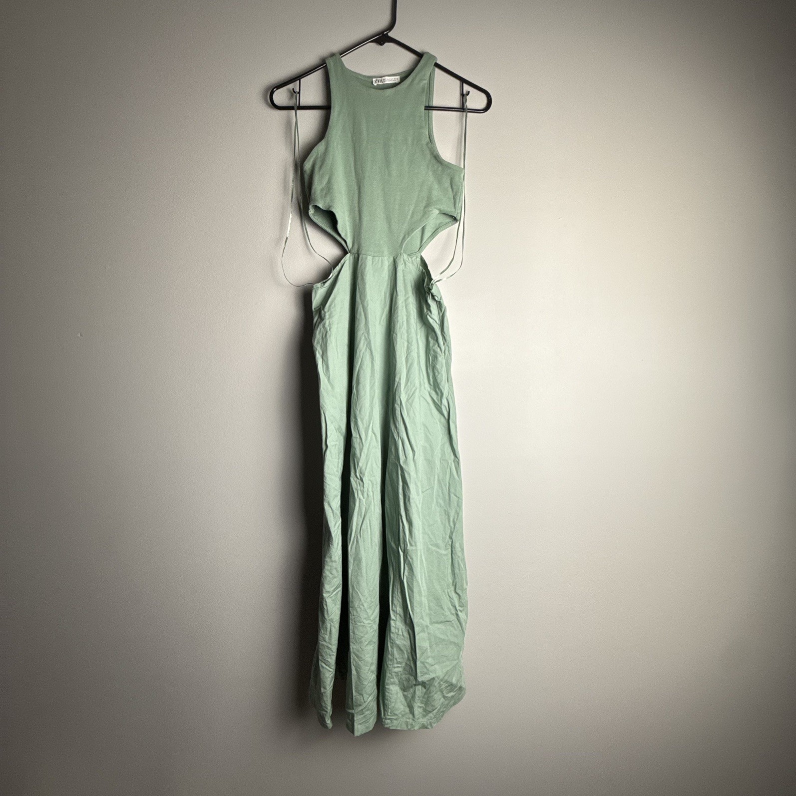 Zara Dress Womens Small Sea Green Cut Out Side Sleeveless Tank Dress