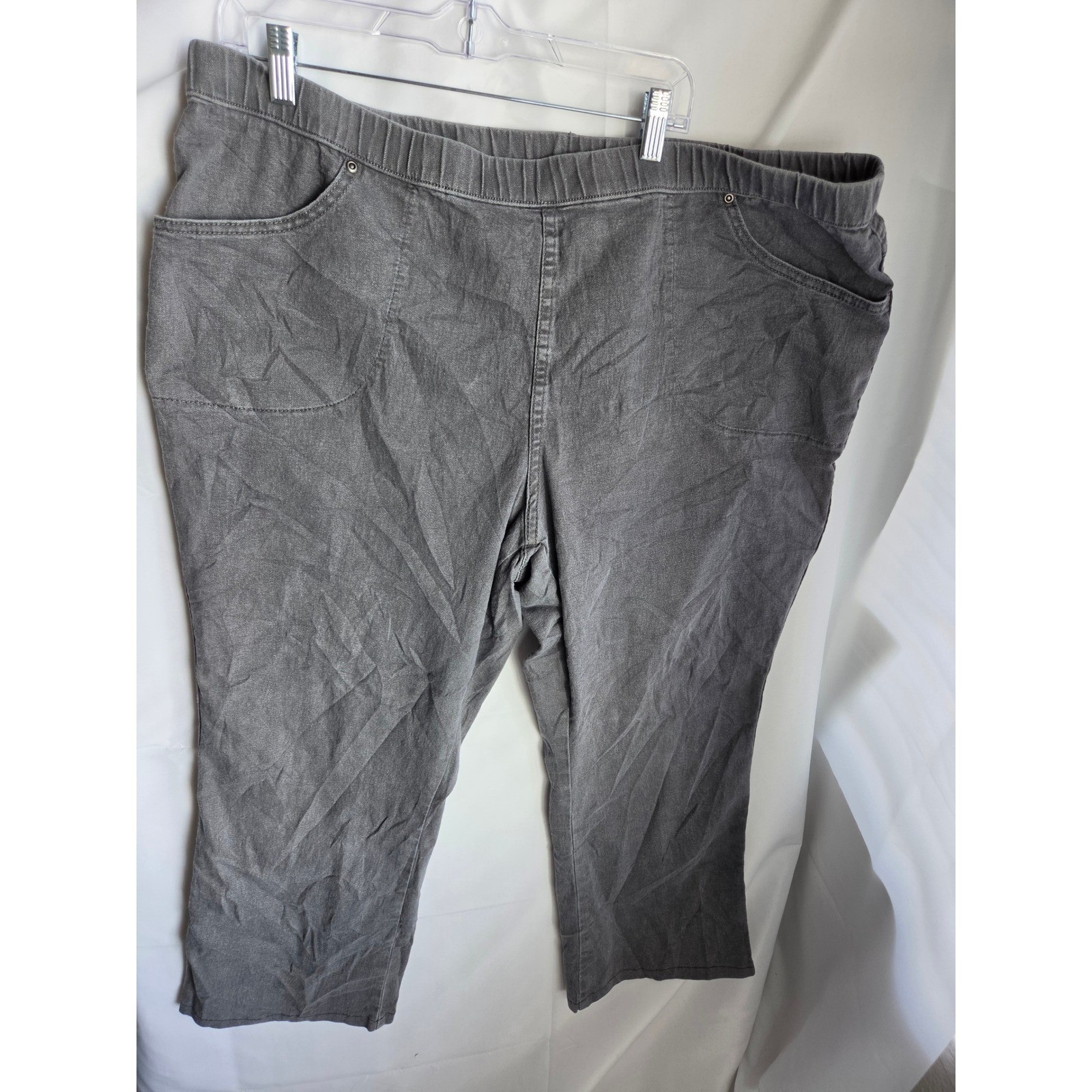 Just My Size Womens Plus Dark Charcoal Gray Pull On Capri Pants