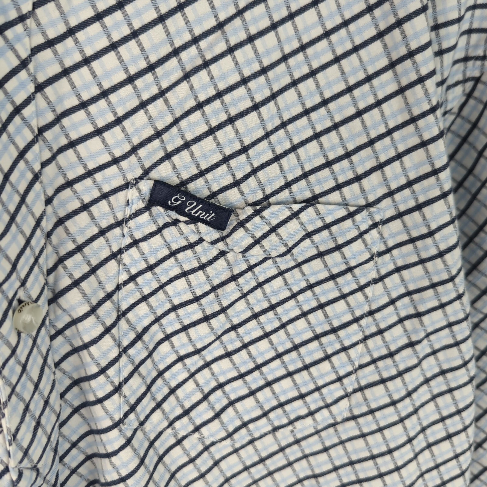 G Unit Shirt Mens Large Button Up Classic Blue 90s Grunge Hip Hop Cotton Polo