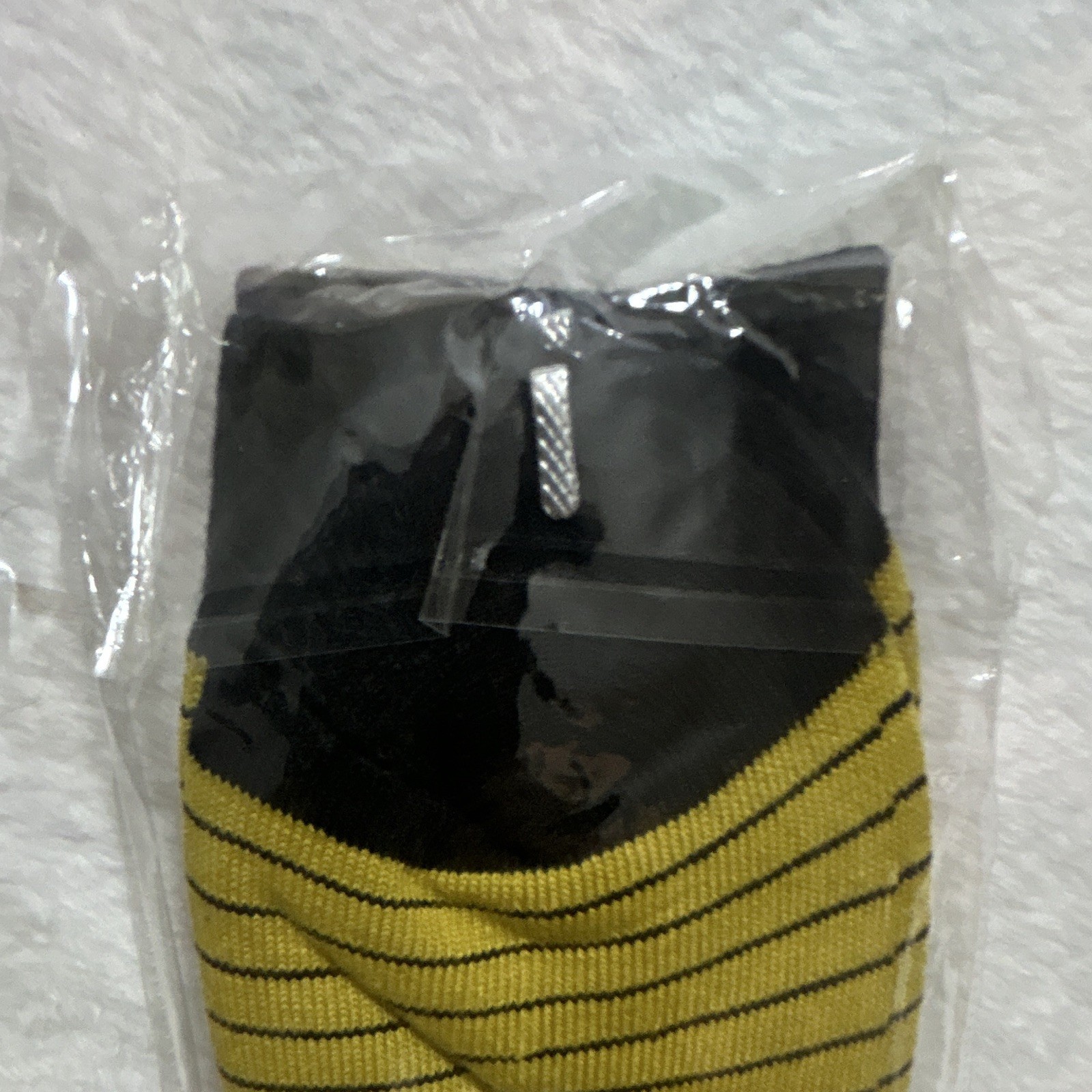 Men’s Yellow & Black Striped Novelty Socks “AS*HOLES LIVE FOREVER” 1 Pair