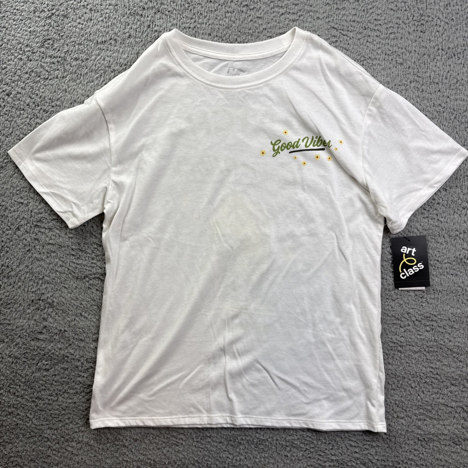 Art Class Shirt Girls Large 10/12 White Matcha Good Vibes Graphic T Shirt Tee