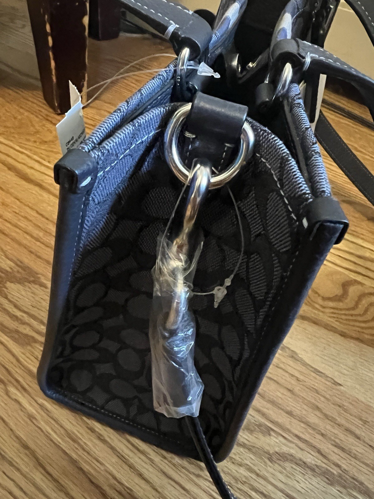 Coach Signature C Gallery Tote Navy Multi Snap Closure w/ Detachable Strap