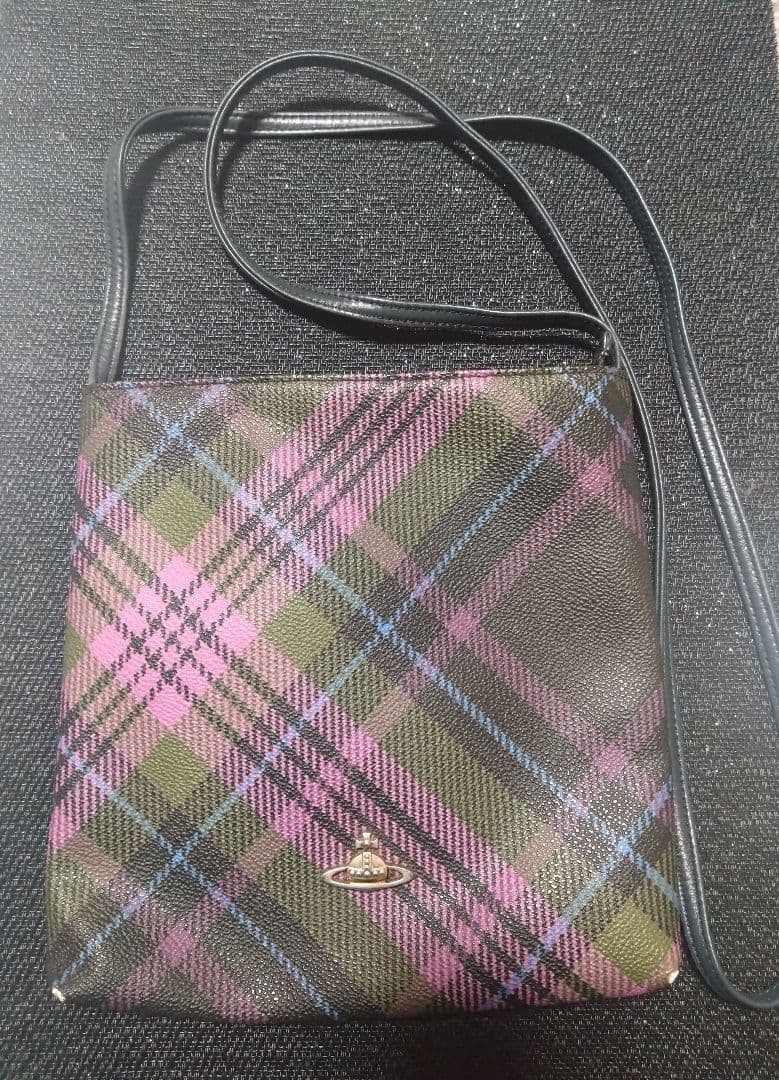 Vivienne Westwood Plaid Synthetic Leather Sacoche Shoulder Bag #FF AGA