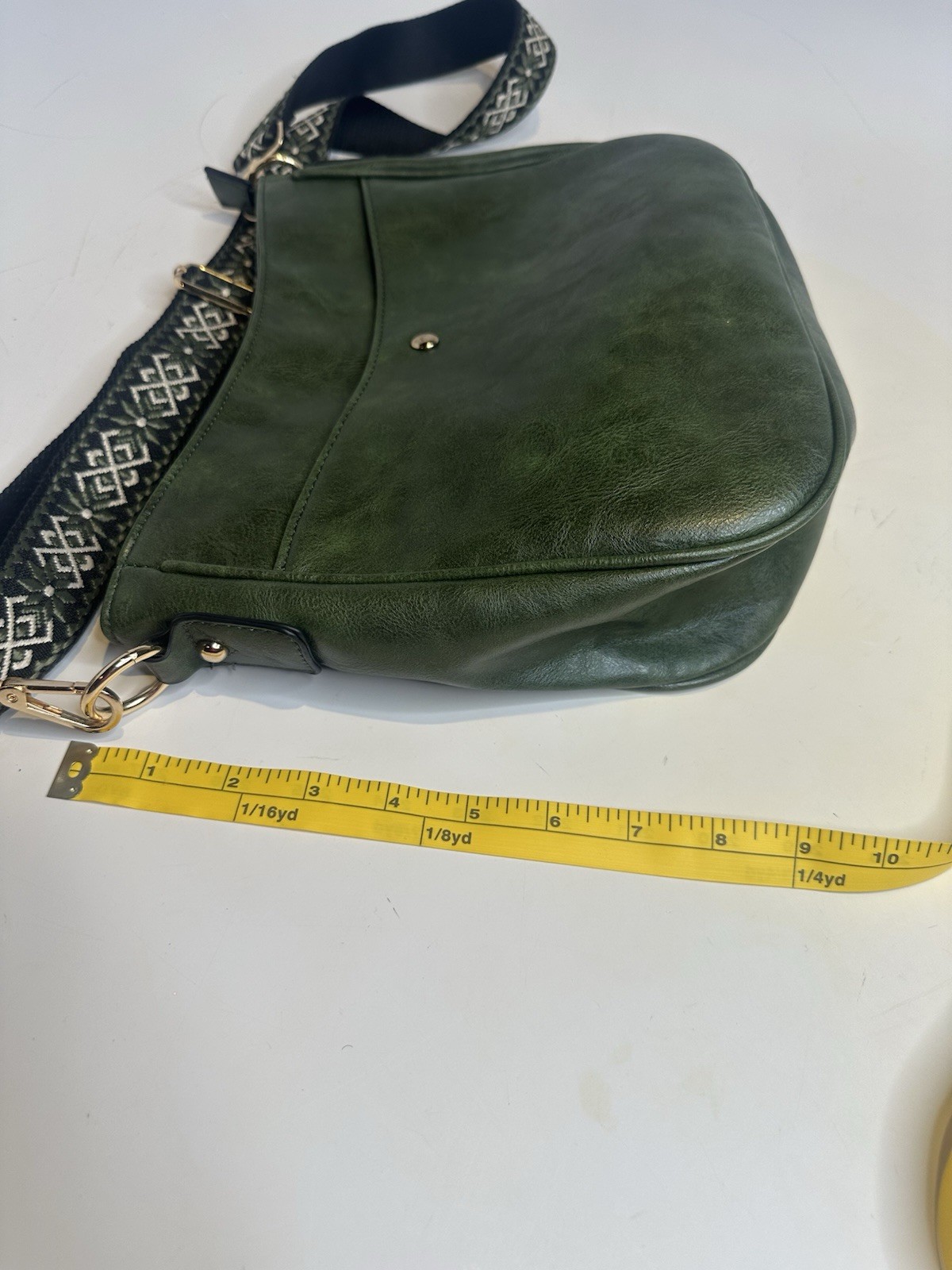 Green Geometric Crossbody Bag with Adjustable Strap, Zip/Magnetic, Inner Pockets