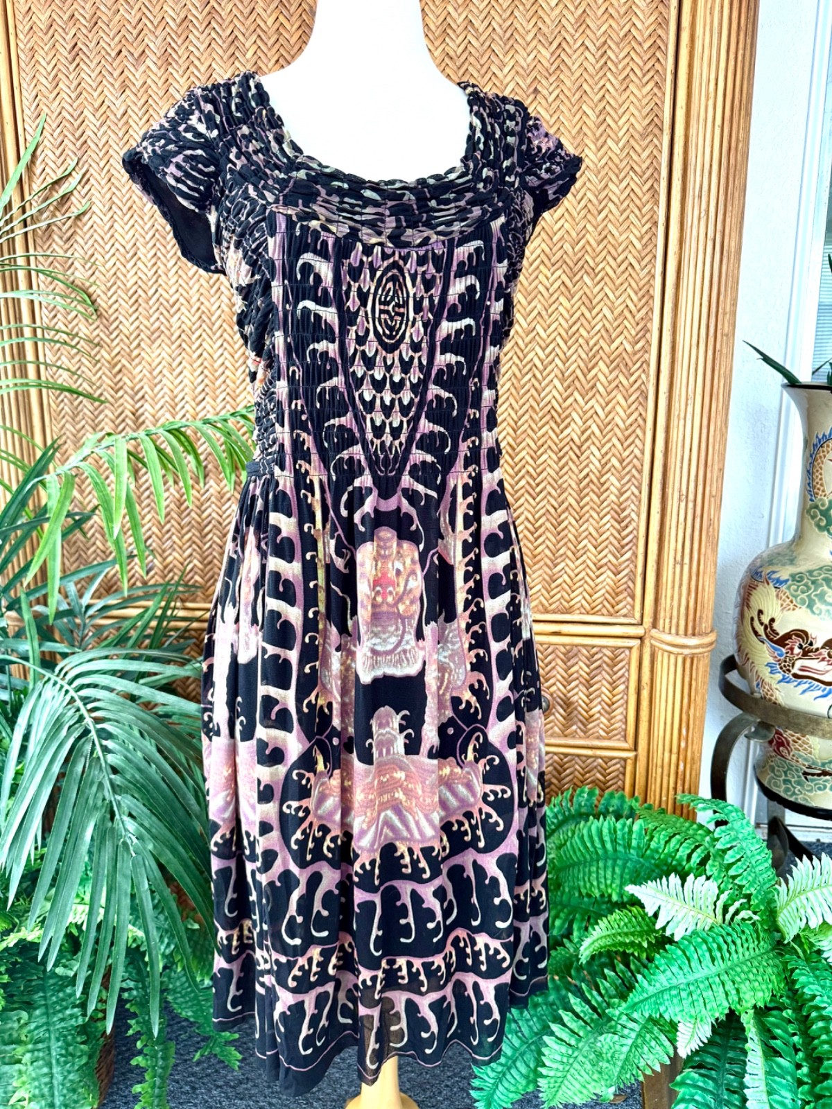 Y2k Vtg Rare Vivienne Tam Water Dragon Dress sz S/M