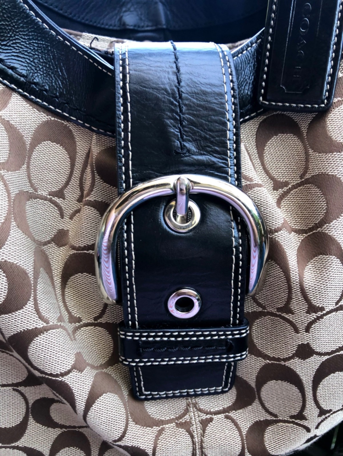 Coach Soho Lynn Large Hobo Shoulder Y2K Bag Brown Canvas F15083
